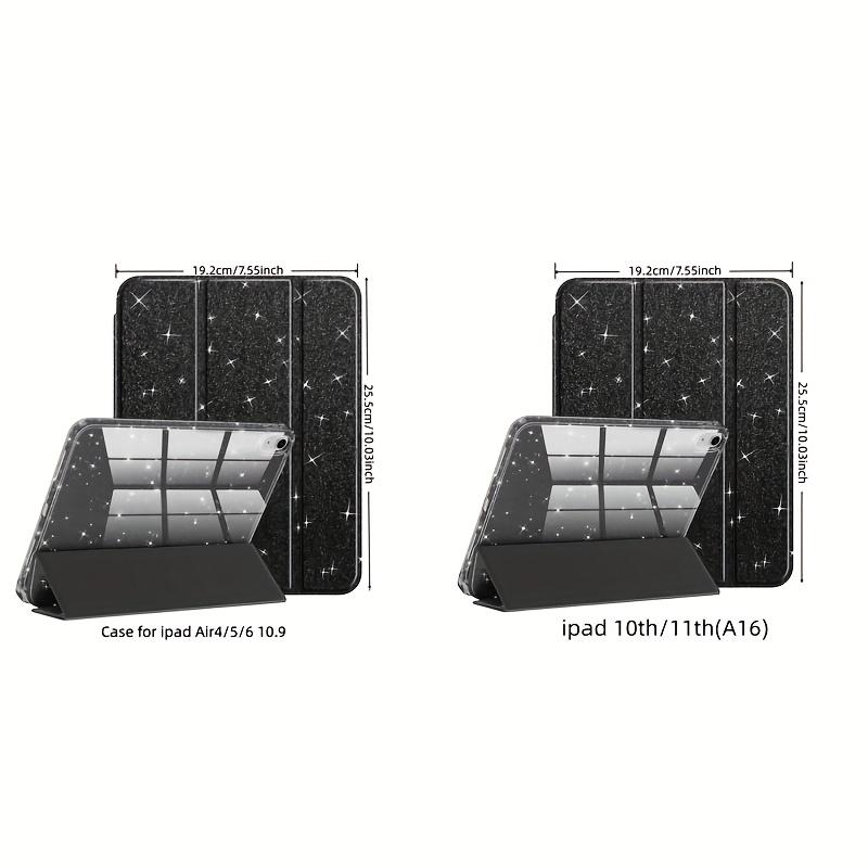 iPad A16 Case 11th/10th Gen 2022, Sparkly Slim Cover with Pencil Holder, Shiny Clear Back Shell for Kids and Girls