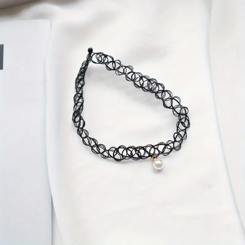 Elastic Nylon Rope Necklace with Star Pendant, Collarbone Tattoo Chain for Women, Trendy Y2K Choker Jewelry, Birthday Graduation Anniversary Christmas Gift for Her