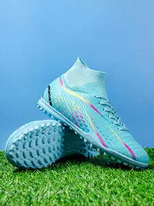 Men's High-Top Artificial Grass Football Shoes, Lightweight Breathable TF Nails, Anti-Slip Durable Rubber Sole, All-Season Training & Match Boots