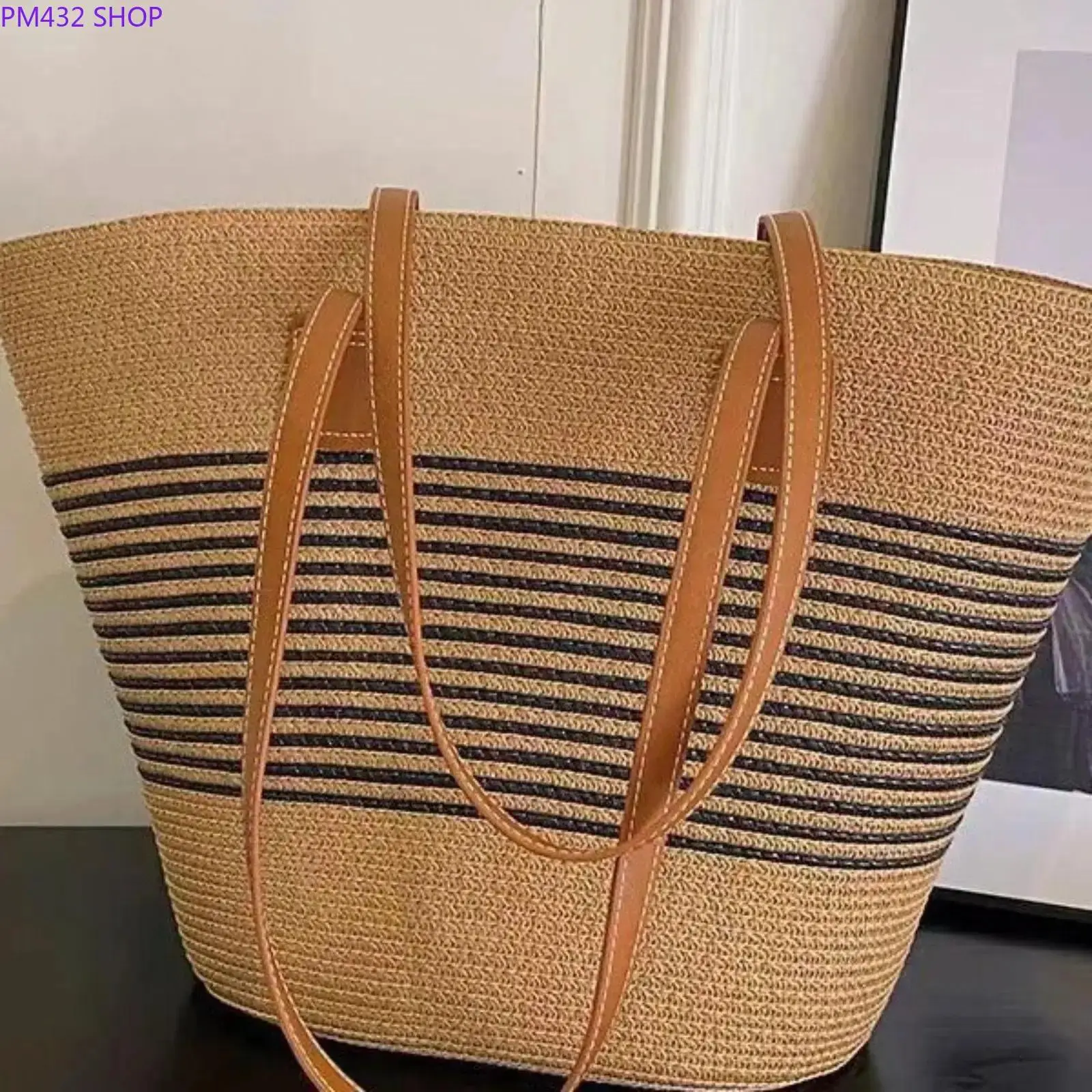 Summer Straw Woven Bag for Women – Large Capacity Beach Tote & Crossbody Bucket Bag, Lightweight Handmade Breathable Shoulder Bag for Vacation, Travel, Shopping & Daily Commute