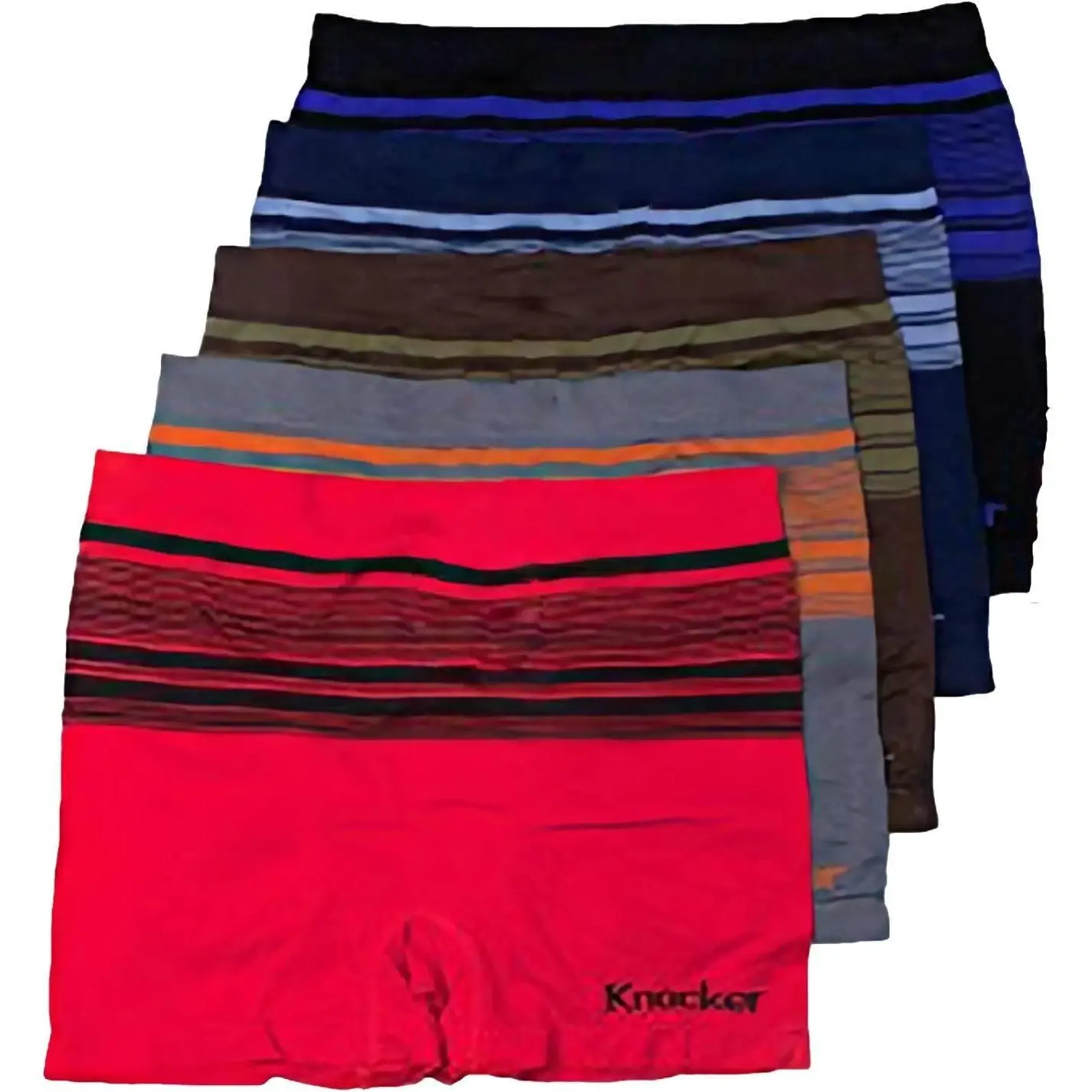 Knocker 6 pk Men`s Seamless Athletic Compression Boxer Briefs Underwear One Size