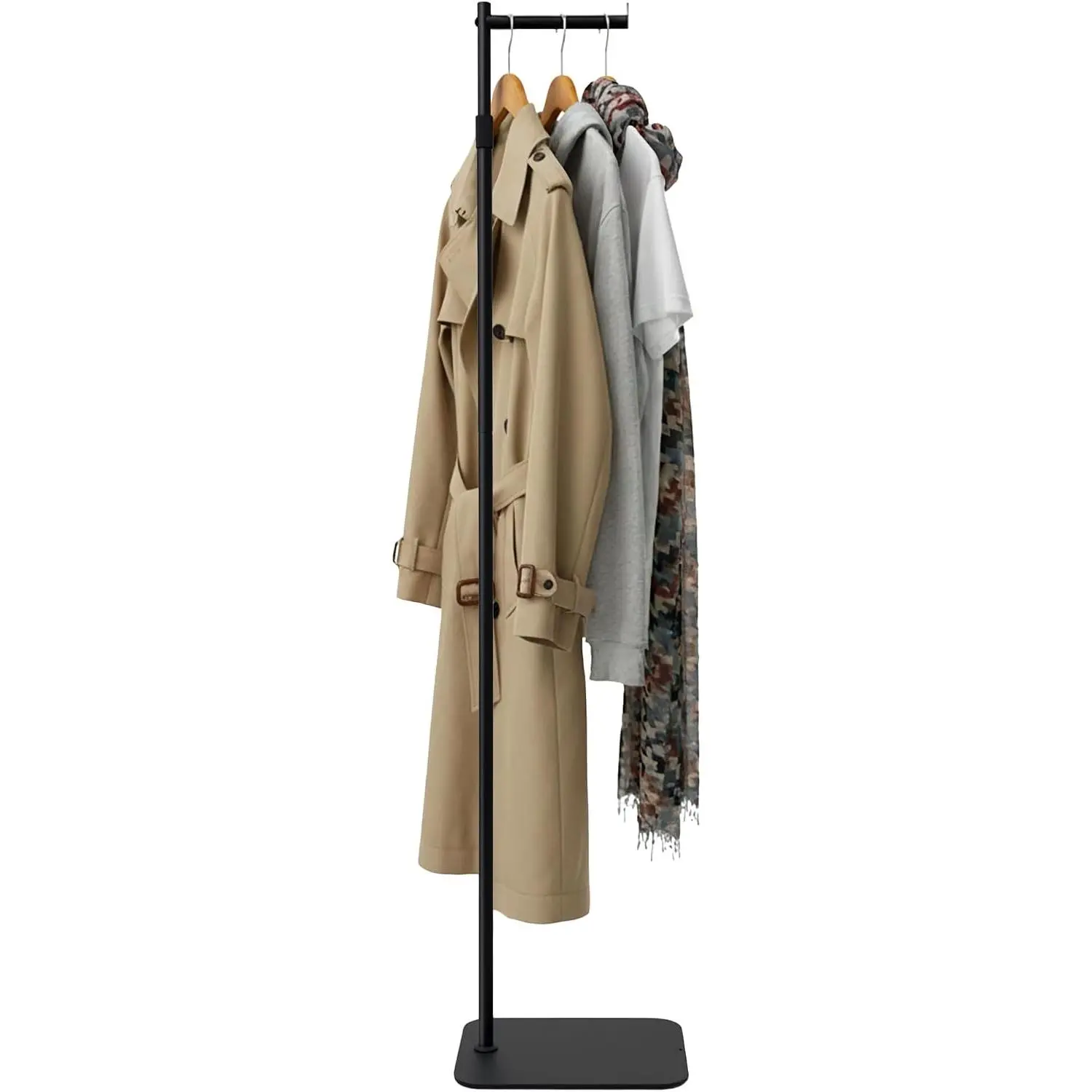 Adjustable Clother Display Stand 61"-75", Metal Clothing Display Rack Freestanding,Single Arm Clothes Rack, Black Costumer Stand for Coat and T-shirt  in Shops,Retail Stores,