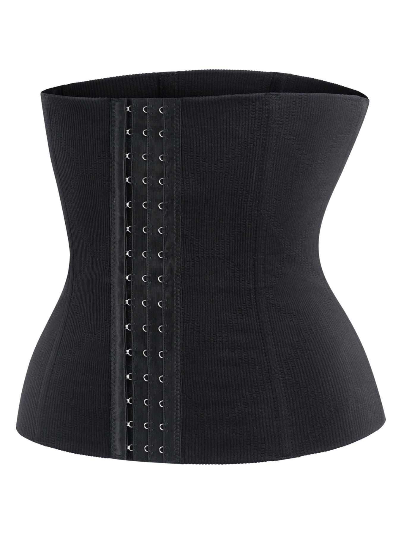 Women's Solid Color Hook And Eye Waist Trainer, High Stretch Seamless Double Layer Waist Cincher, Body Shaper for Women