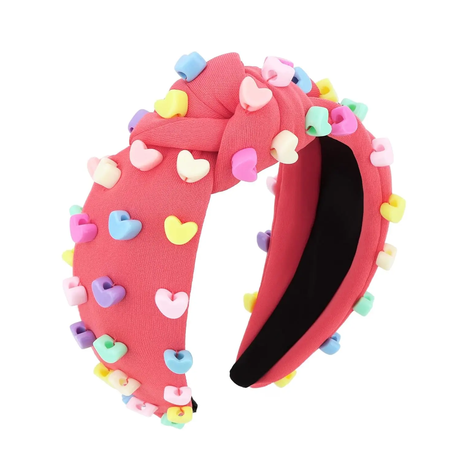 Heart Knotted Headband for Women & Girls –  Beaded Headbands Valentine’s Day Party Hair Accessory