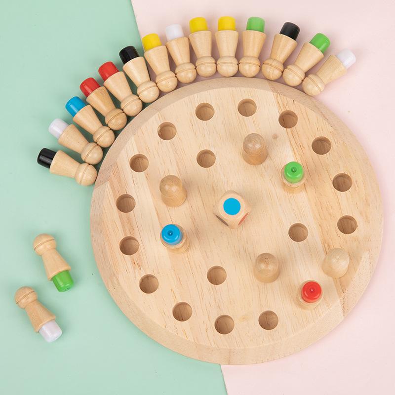 Wooden Memory Chess Game, 1 Set Portable Family Strategy Board Game, Tabletop Games, International Educational Chess Puzzle Game for Kids & Adults, Family Fun Game, Family Board Games, Outdoor Leisure Equipment