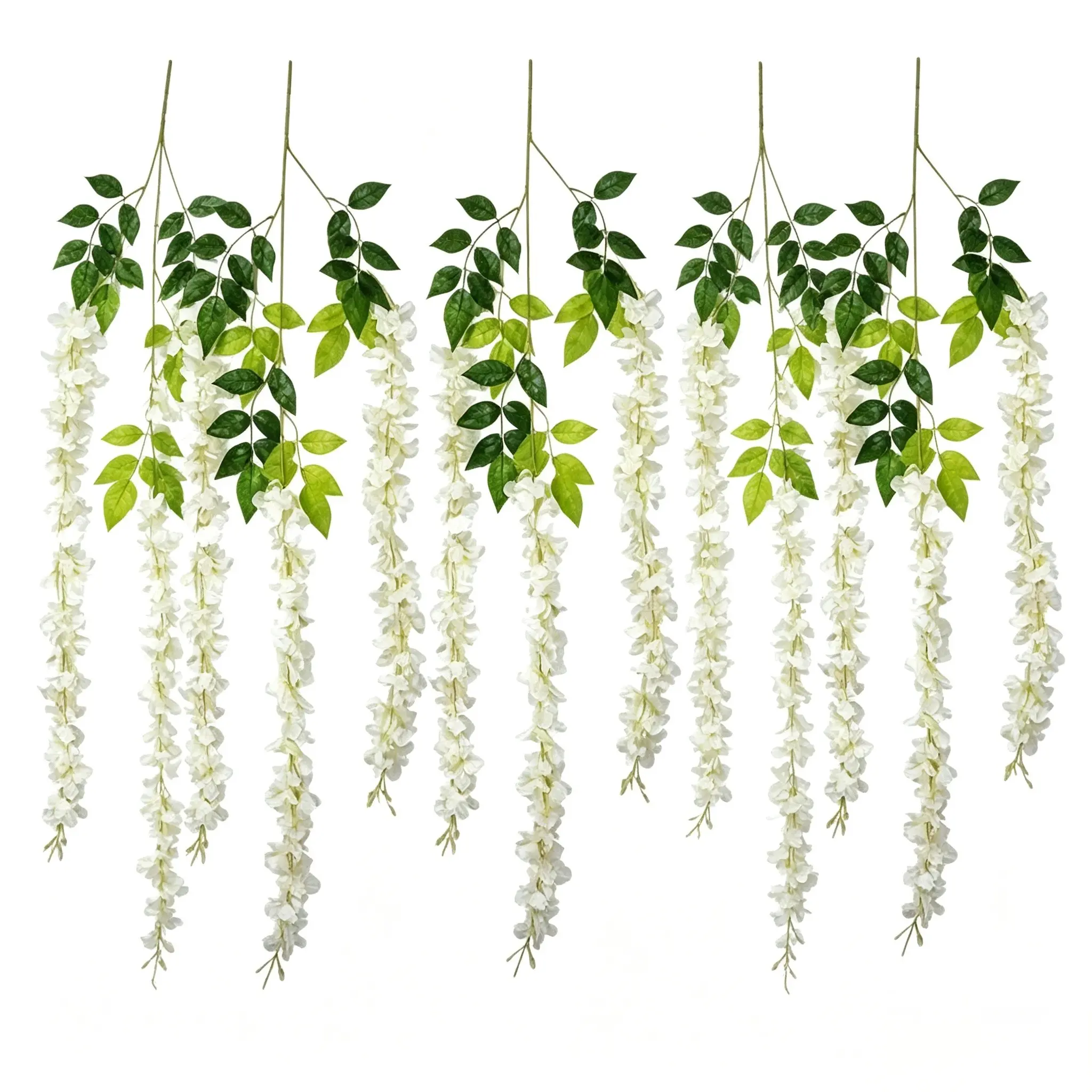 5 Pieces 15 Stems Wicker Comb Set Artificial Wisteria Flowers, Hanging Flower Wreath, Wedding Ceiling Decor, Outdoor Wedding Setup, Artificial Flower Decoration