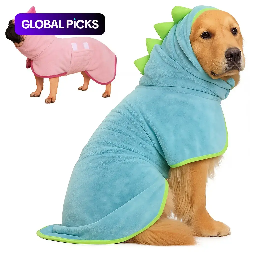Dinosaur Costume Dog Dress, Puppy Costume, Plush Warm Pet Coat, Quick-Dry Bathrobe, Super Absorbent Towel, Suitable for Small to Large Dogs #GLOBAL PICKS