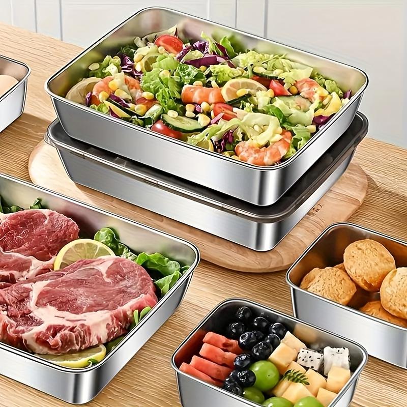 Buy 2 Get 1 Free! 3 Stainless Steel Food Storage Containers – Free Lids & Durable Baking Trays, Reusable & Easy to Clean |   Great for Picnics, Meal Prep, Fridge Storage (Kitchen Essential)
