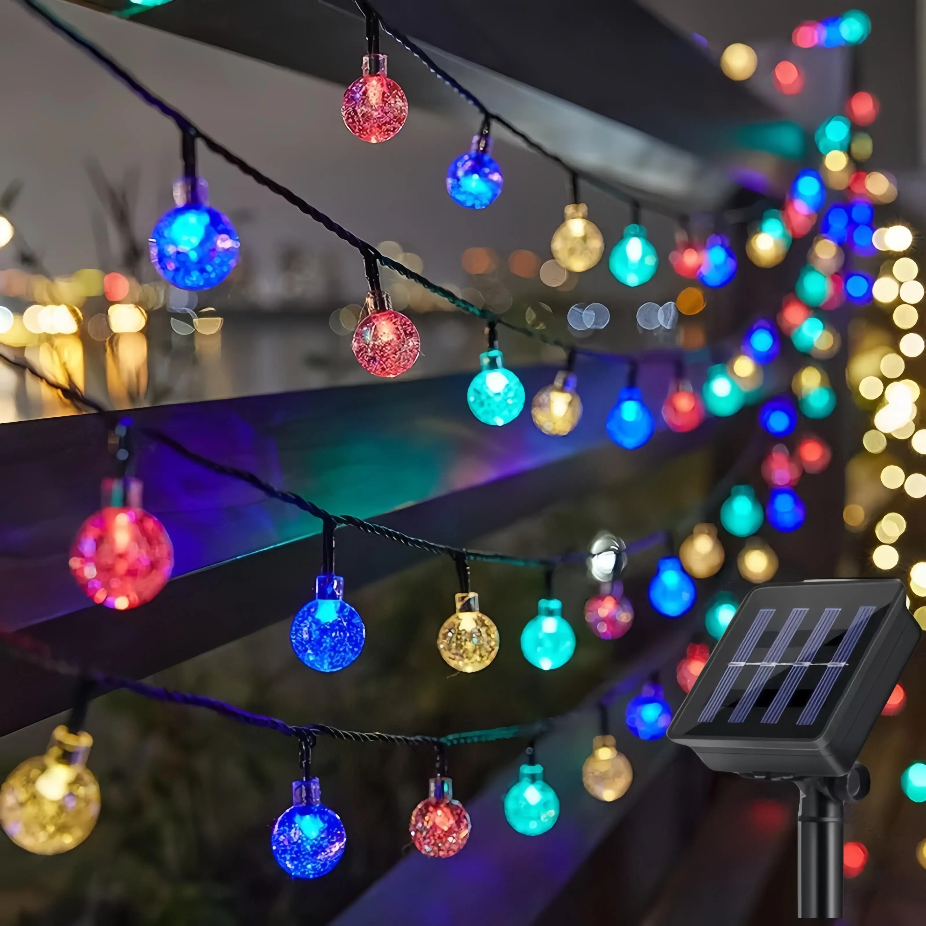 Solar Powered Fairy Lights - 39-ft, 100 LEDs, IPX4 Waterproof, 8 Lighting Modes, Warm/White/Purple Options, Festive Decor for Patios, Valentine's Day (Home & Party Supplies)