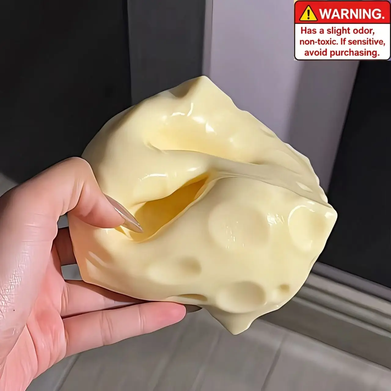 Large Moldable Cheese Squeeze Toy, Vaseline Filled Non‑Rebound Soft Sensory Fidget Toy, Anxiety Relief Desktop Decor, Party Bag Filler & Classroom Reward Gift, Stress Relief Gadget