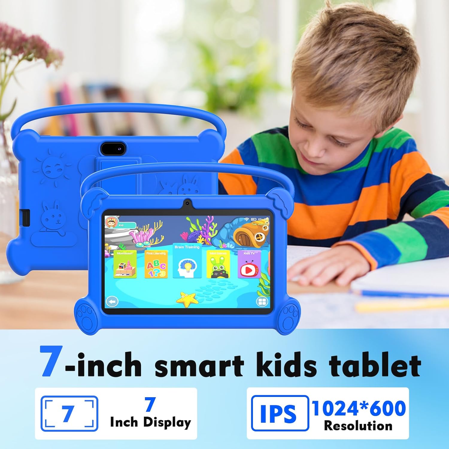 Kids Tablet 7 inch 3-9 Years Old 32GB ROM Toddler Tablet with Shockproof Case Kids Android Tablet Netflix YouTube aiwawa Apps Parent Controls