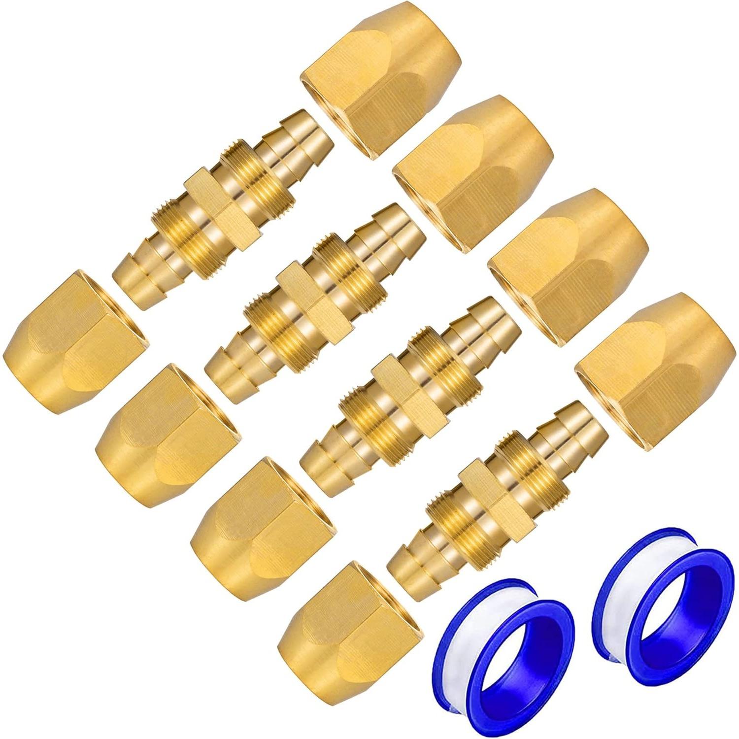 4Pack Brass Pneumatics Reusable Fitting - 1/4" ID Polyurethane Hose Splicer, Replacement Repair Barb Fitting Garden Accessories - Home Improvement.
