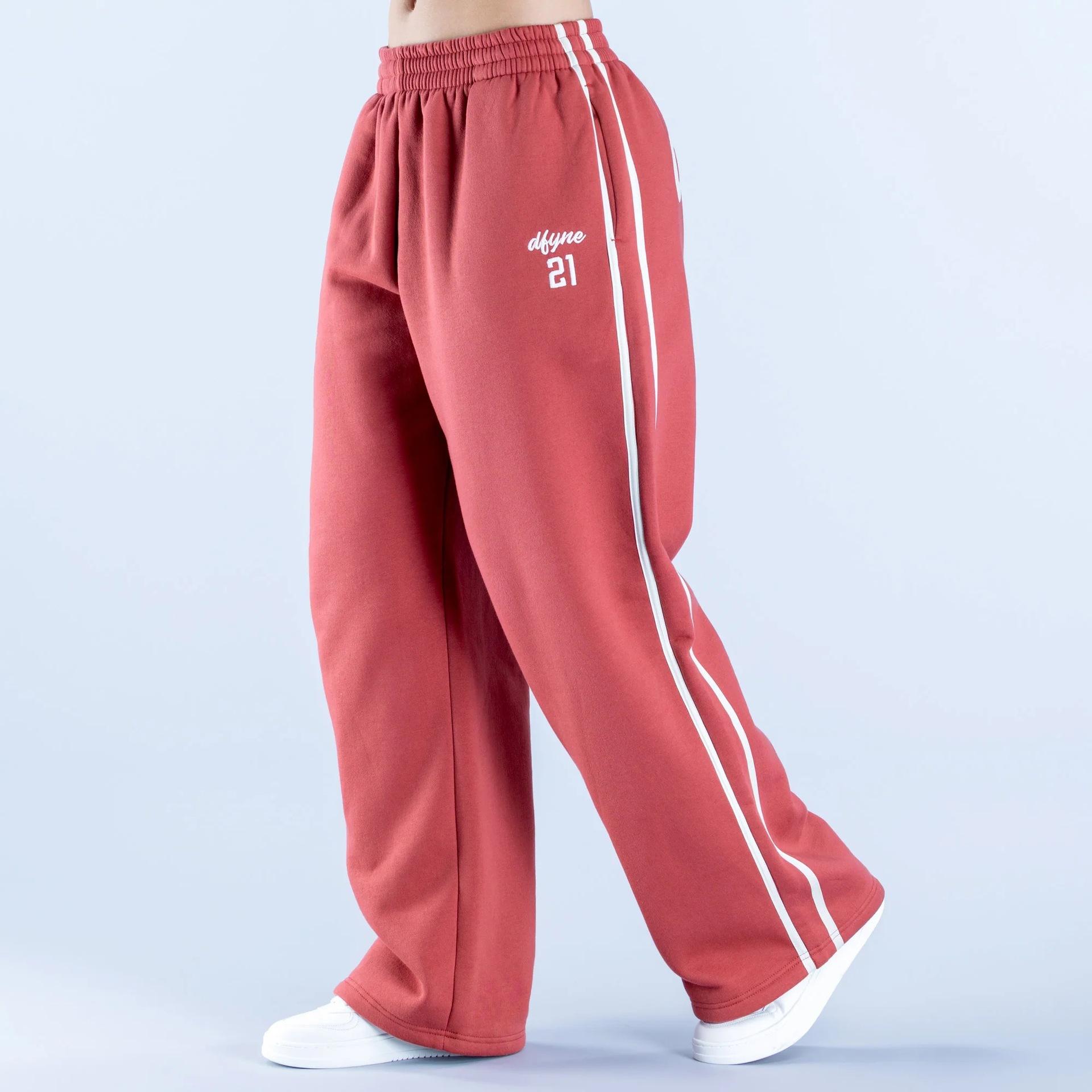 Retro Y2K Color Block Track Pants, Baggy Striped Hip Hop Sweatpants for Ladies, High Waist Zipper Pocket Parachute Joggers, Warm Daily Wear Pants for Campus Student Outfit