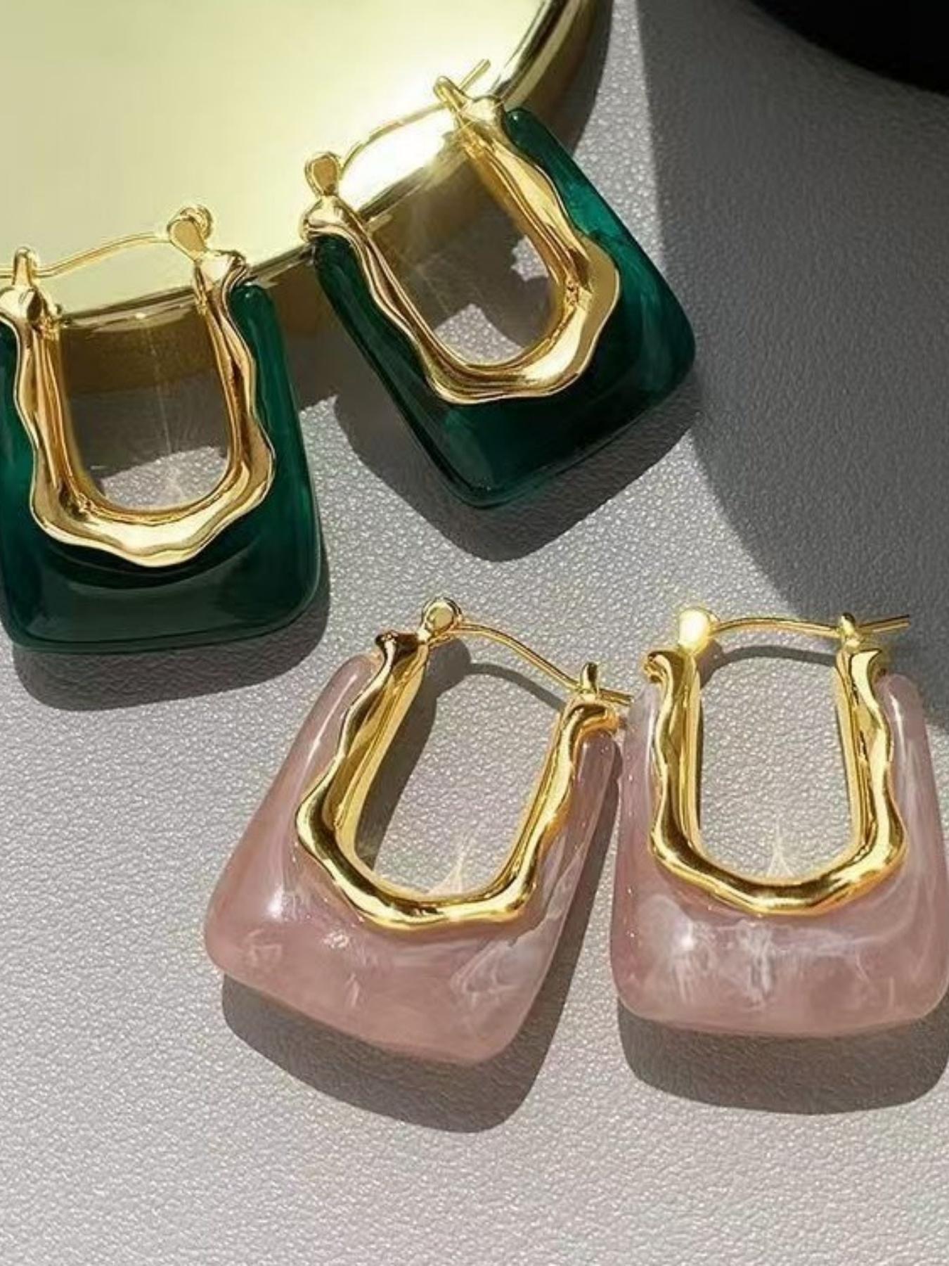 Vintage U-shaped Earrings, Gold Plated Hoop, Fashionable Earrings for Women, Trendy All-match Fashion Jewelry for Party Wear, Exquisite Birthday Gift, Lightweight Chunky Hoops, Stylish Jewelry, Fashionable Jewelry Accessories