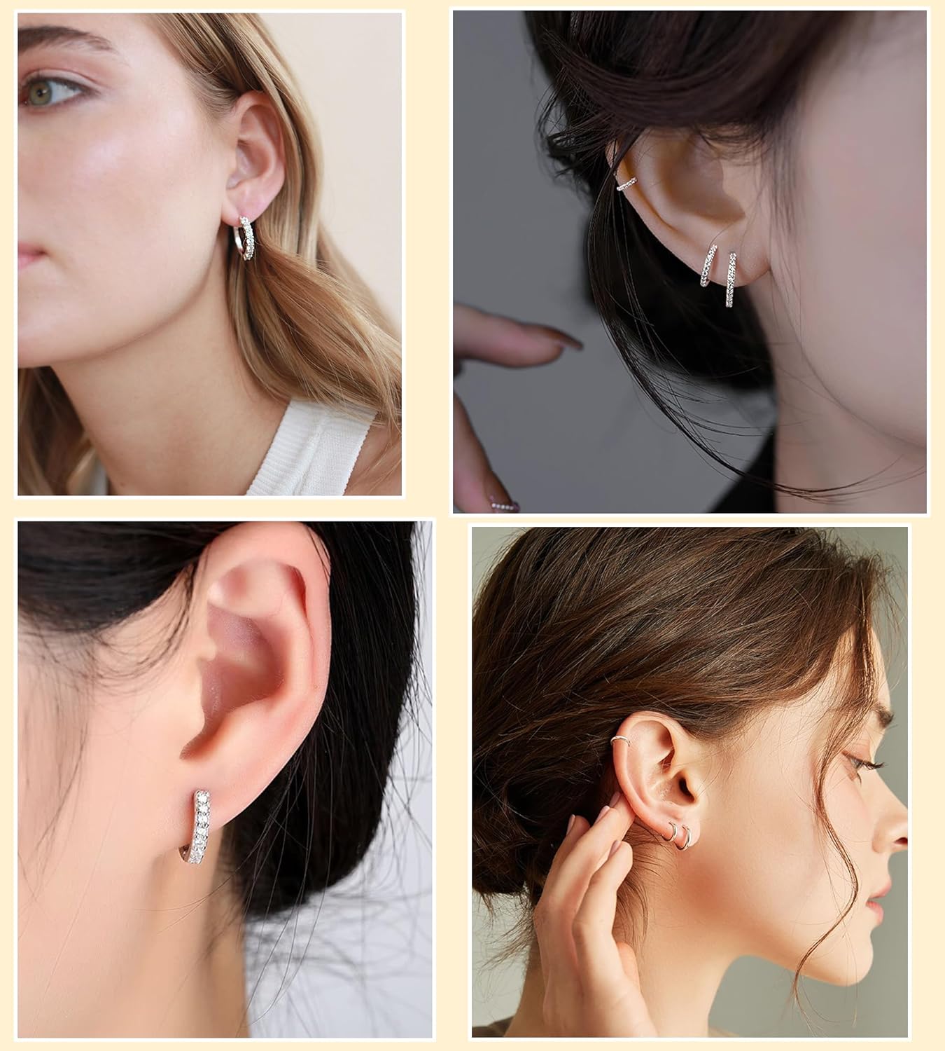 6 Pairs 3 different sizes Silver stainless steel Small Hoop Earrings for Women,Hypoallergenic Tiny Cubic Zirconia Cartilage Earring Sets for Multiple Piercing Trendy Jewelry 8/10/12mm Beauty & Personal Care 6 Pairs 3 different sizes Silver stainless steel Small Hoop Earrings for Women,Hypoallergenic Tiny Cubic Zirconia Cartilage Earring Sets for Multiple Piercing Trendy Jewelry 8/10/12mm Beauty & Personal Care