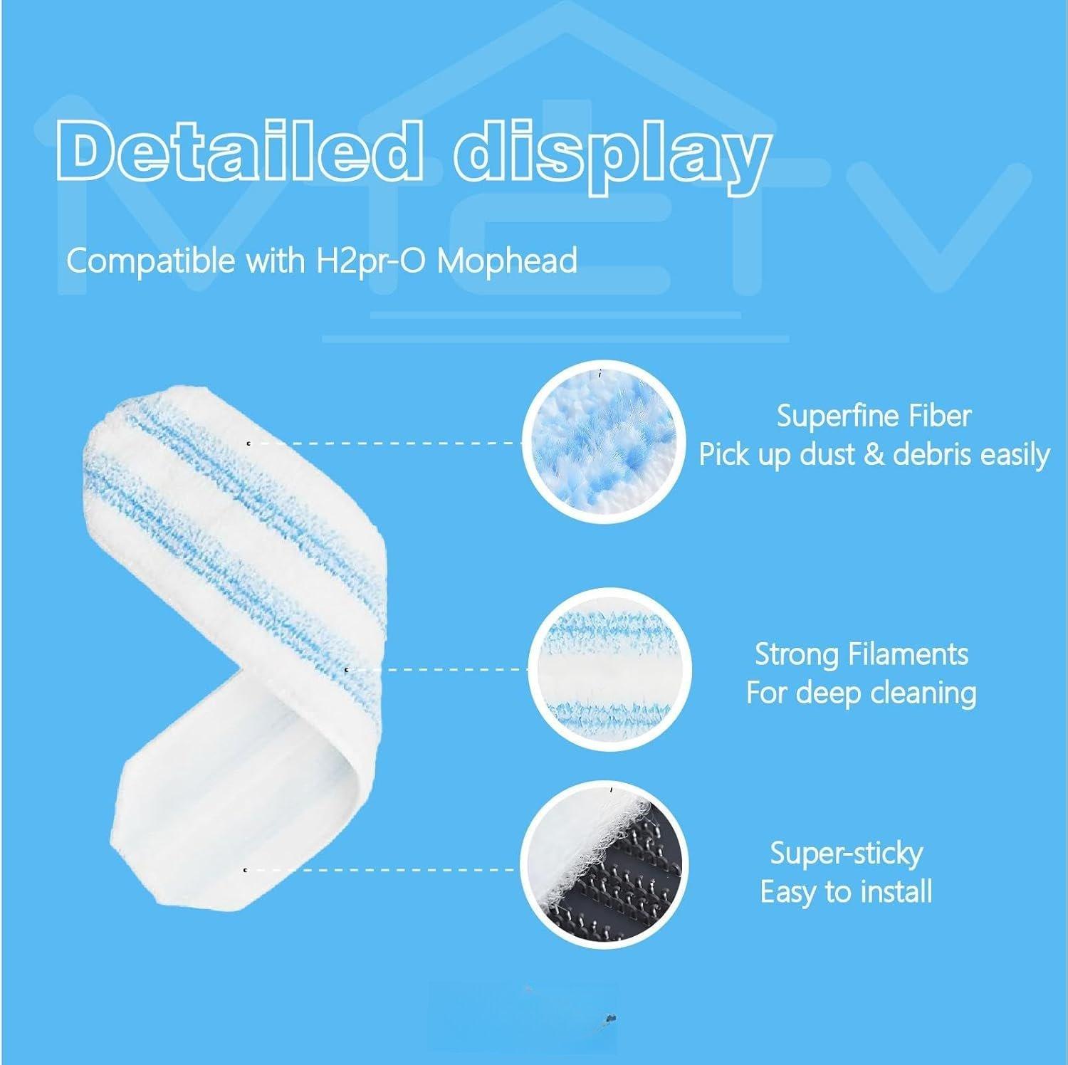 5-Pack Replacement Mop Pads for  H2prO/ Vileda H2prO Flat Mop System | Washable  Microfiber Pads