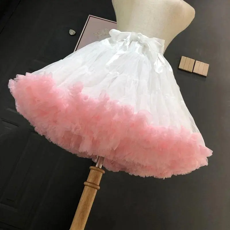 Crinoline Inner Bustle Cosplay Tutu Puffy Women Flower Style Lolita Fluffy Petticoats Cancan Skirt Under Wedding Dress