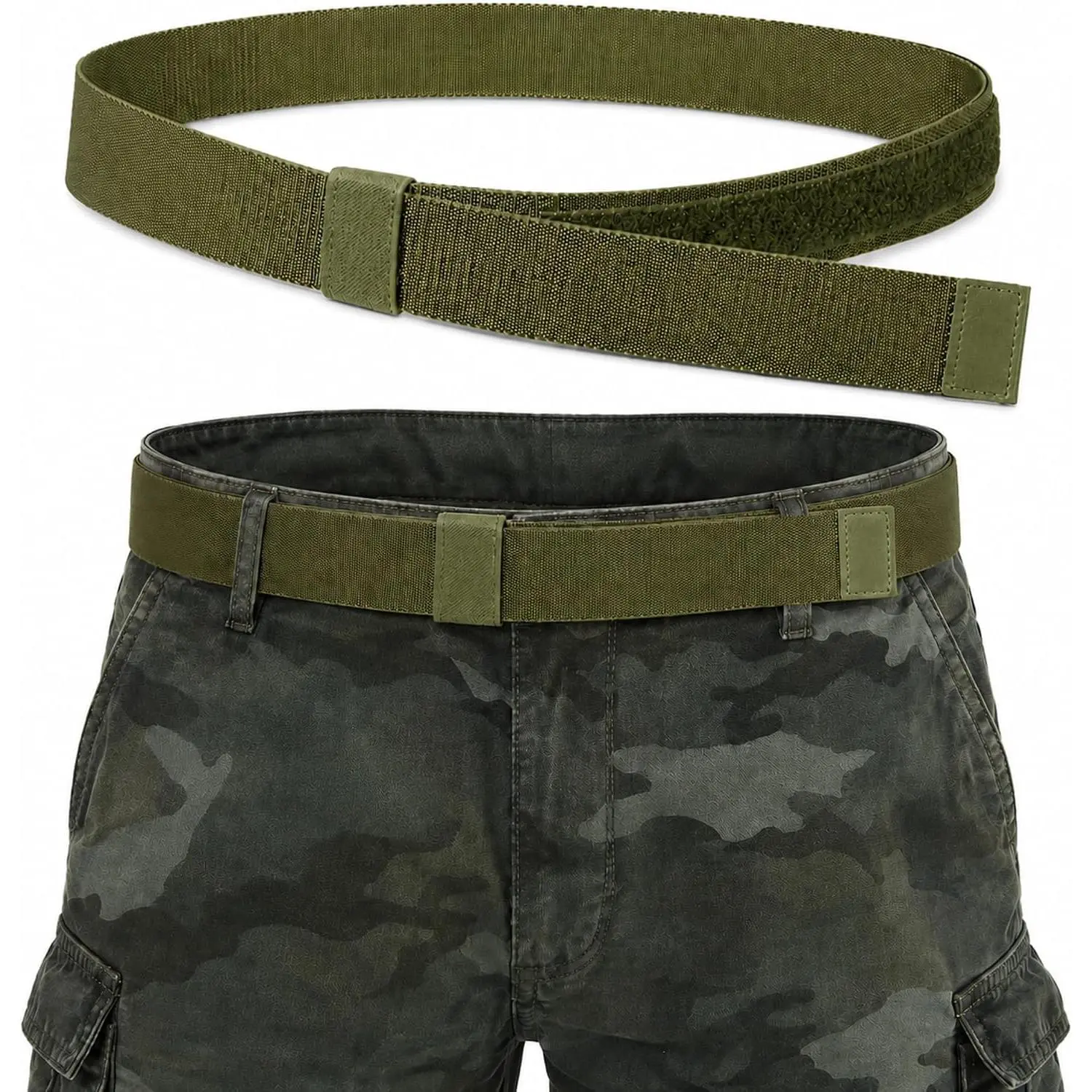 Adjustable No Buckle Stretch Belt for Men and Women, Elastic Comfort Fit with Hook and Loop Closure