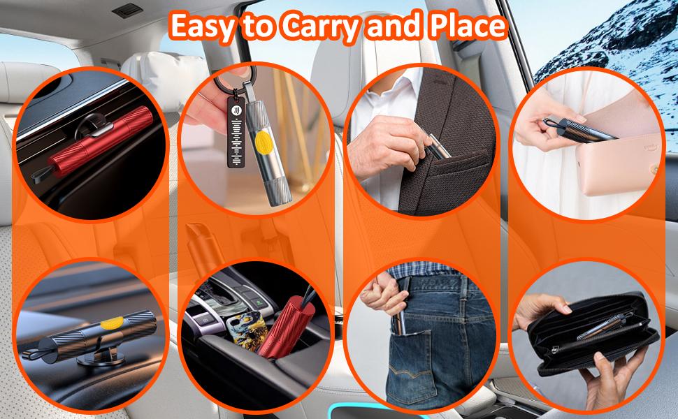 Vehicle Emergency Escape Tool with Concealed Glass Breaker and Seatbelt Cutter, Functional Underwater, Mini Safety Hammer for Car Survival