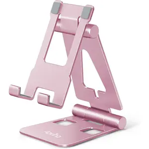 Cell Phone Stand for Desk, Adjustable Desktop Phone Holder Stand, Foldable Mobile Phone Dock for iPhone17 16 15 14 13 12 11 Pro Xs Max Xr X 8 7 6 5 5s SE Nintendo Switch All Phones, PinkGift