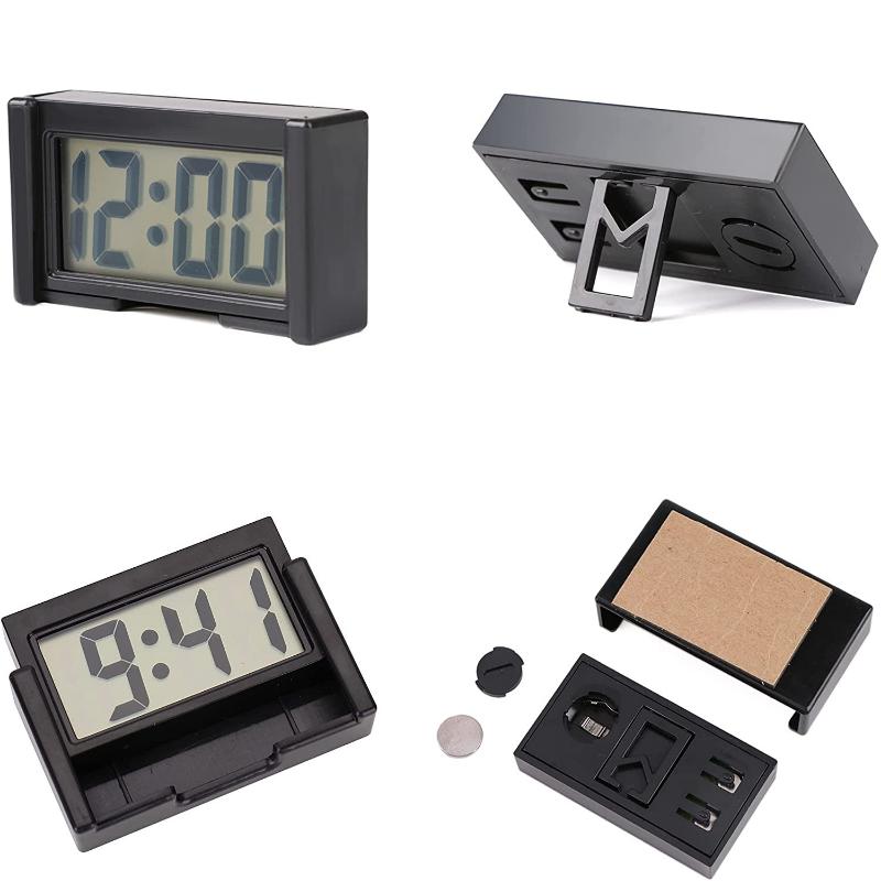 Compact Mini Digital Clock - Car Dashboard Time Display with Self-Adhesive Bracket for Vehicle Electronic Accessories