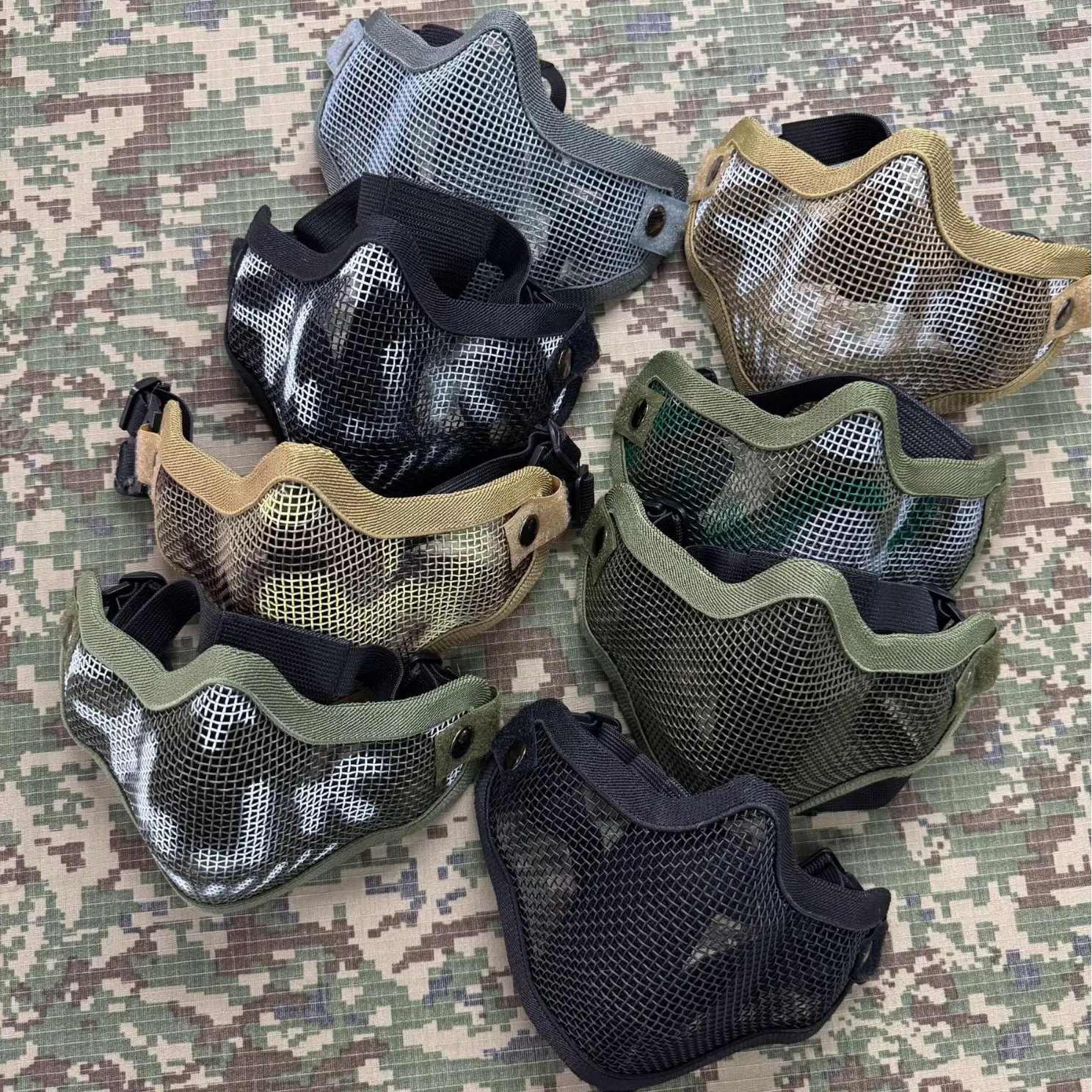 V1 Tactical Steel Mesh Half Face Mask - Breathable Airsoft Paintball Protection for CS Games, Outdoor Sports & Cosplay