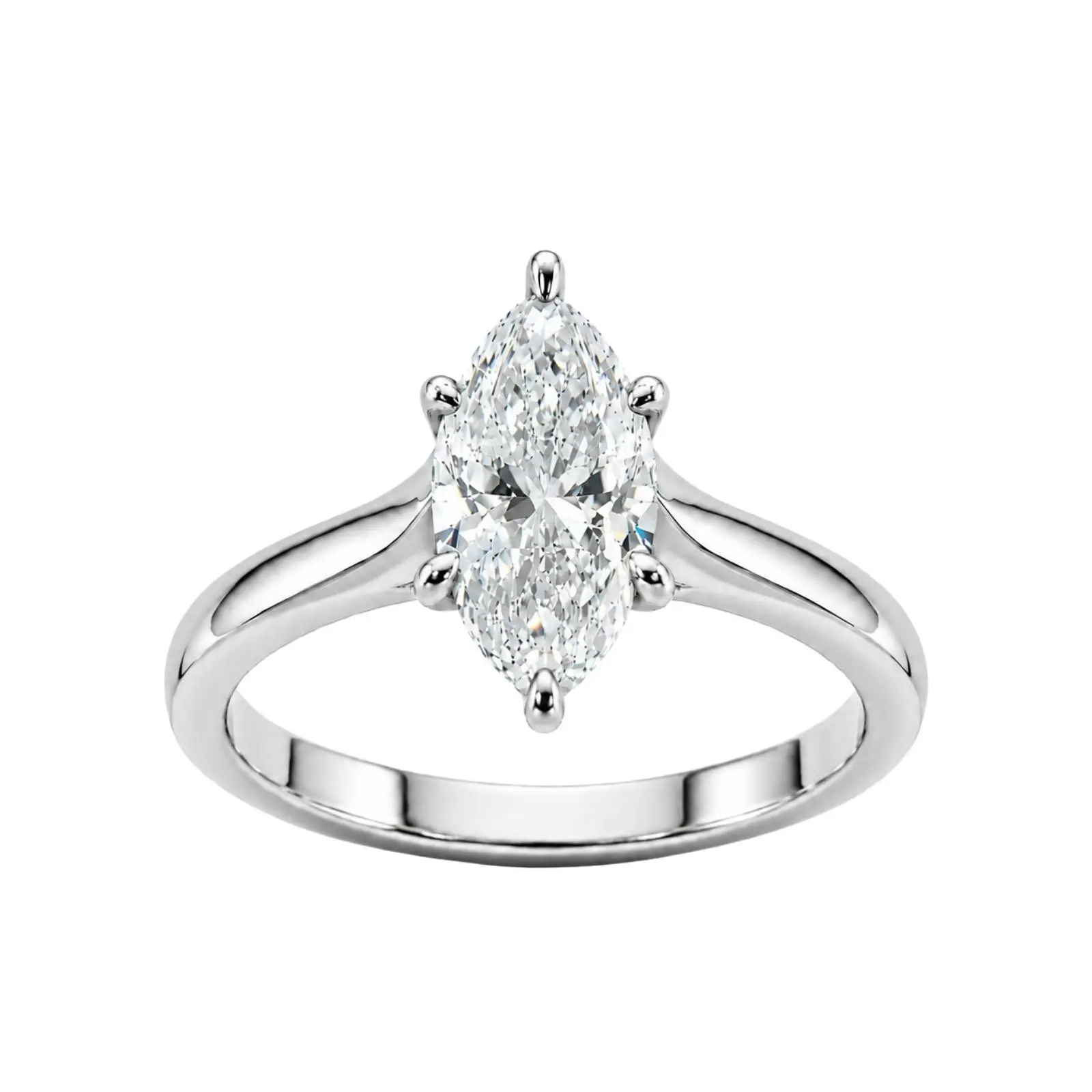 1.00–6.00ctw Marquise Cut F/VS+ Lab Grown Diamond Solitaire Ring 14K Gold Women