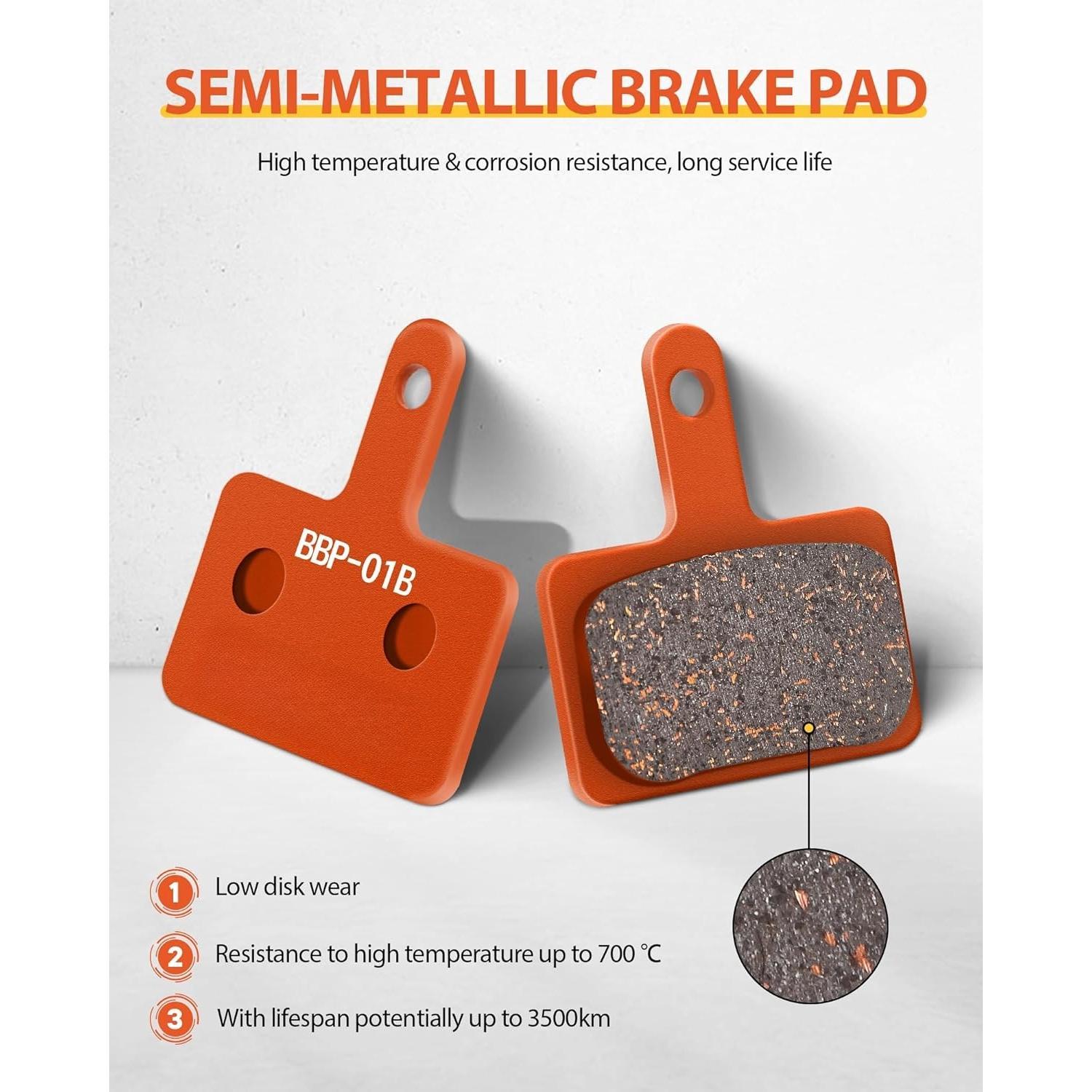 Pads, High-Performance  Pads, Disc  Pads & Spring (Semi-Metallic) for Mountain  Disc Brakes, Pads Compatible with TRP Tektro Shimano Deore Br