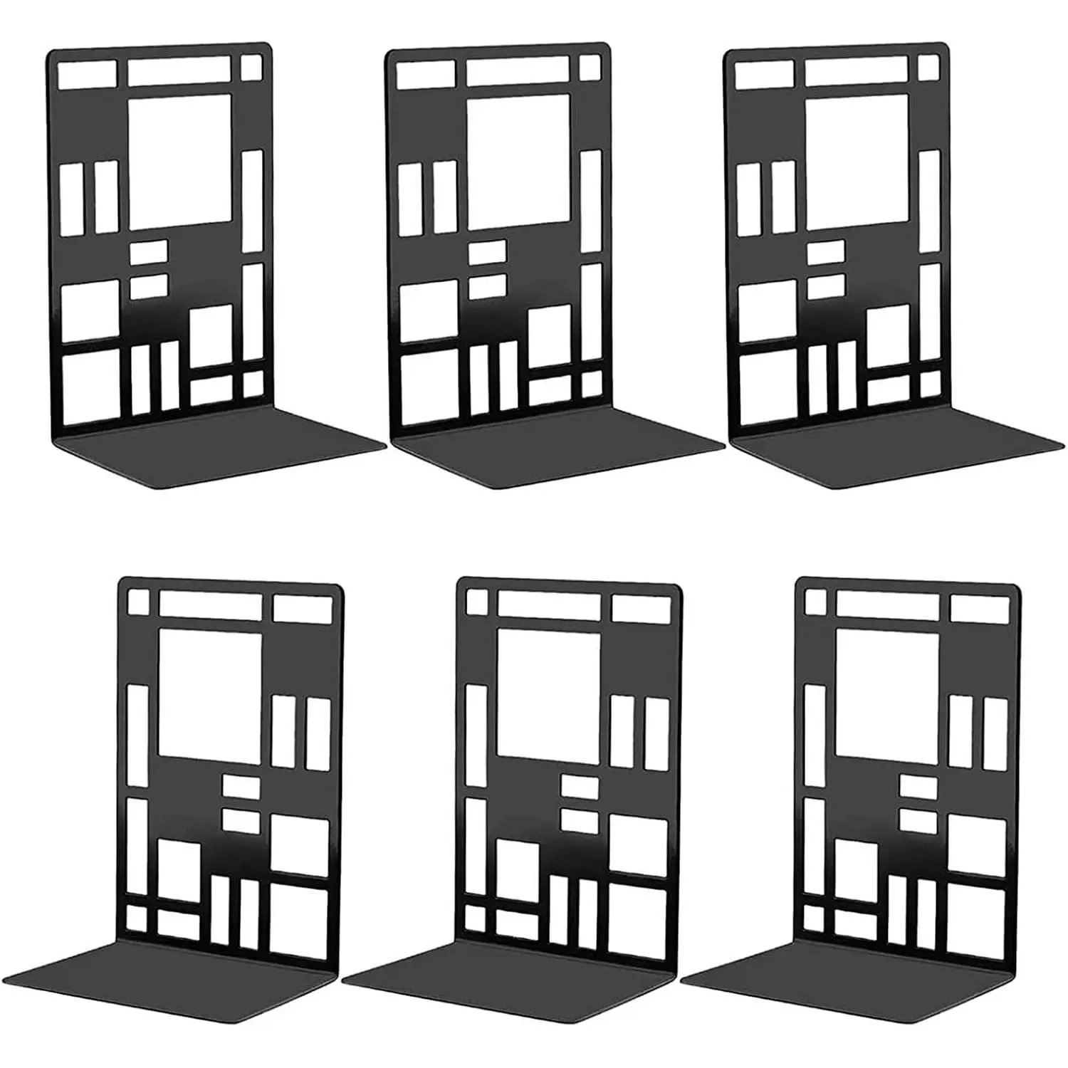 YFMHK 6-Piece Metal Bookends Book Supports Geometric Book Stand