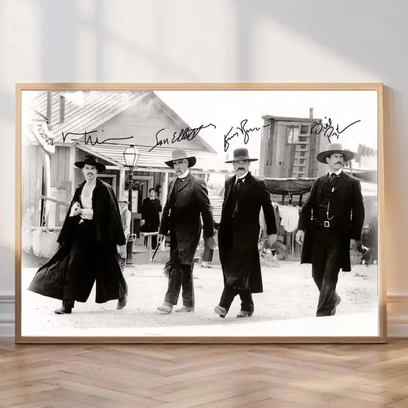 Vintage Tombstone Movie Poster, Wyatt Earp, Doc Holliday & Earp Brothers Walking Scene, Classic Western Wall Art, Aesthetic Print