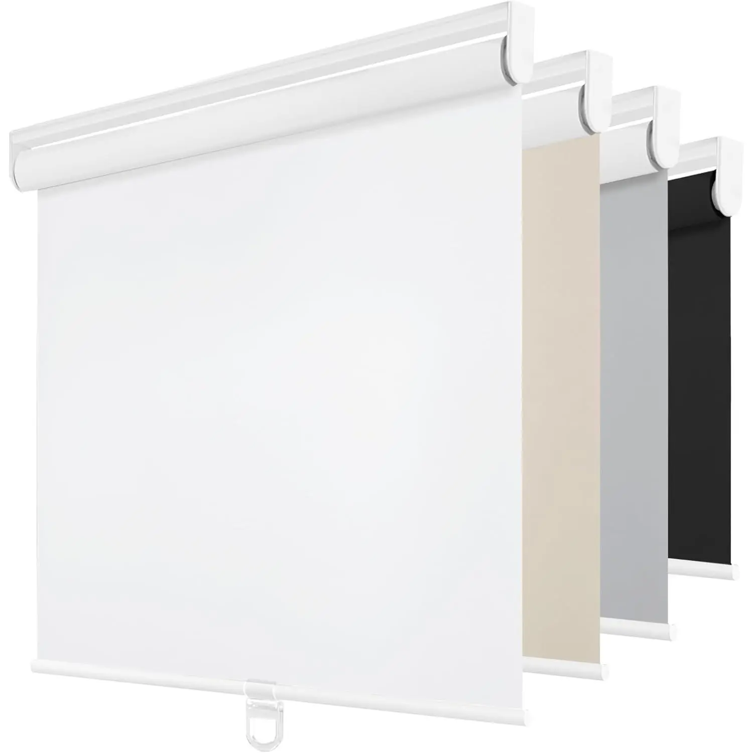 White Fabric Single Roll Cordless Blackout Roller Shades - Thermal Insulated, UV Protection Pull Down Window Covering for Home, 22" W x 72" H