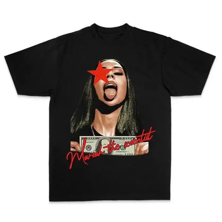[100% Cotton] Mariahh The Scientistt Star Red T-shirt, Music Graphic T-shirt Classic Cotton Fabric Menswear
