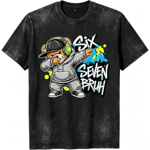 Fun Graphic Short-Sleeve T-Shirt - Featuring funny emoji prints paired with numeric designs and bear characters, casual loose fit, 100% cotton fabric, available in three colors, ideal for personal wear or as a gift