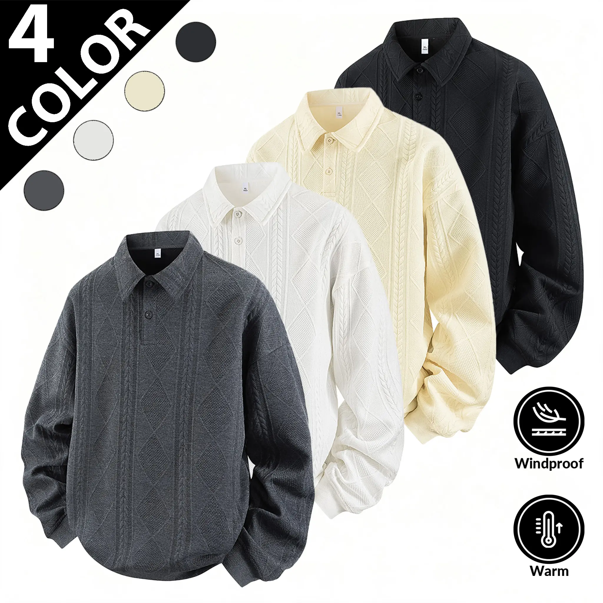 2026 Brand-New Unisex Polo Collar Sweatshirt Tops - Classic Turn-Down Lapel Design, Premium Soft Knit Fabric, Blends Casual Ease & Neat Styling, Avoids Ordinary Crew Neck Pullover Monotony