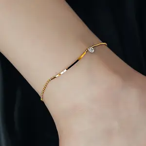 1pc of Easy And Fashionable Women'S Stainless Steel Anklet, Personalized Shiny Cubic Zirconia I Anklet for Women, Suitable for Women'S Daily Vacation Wear