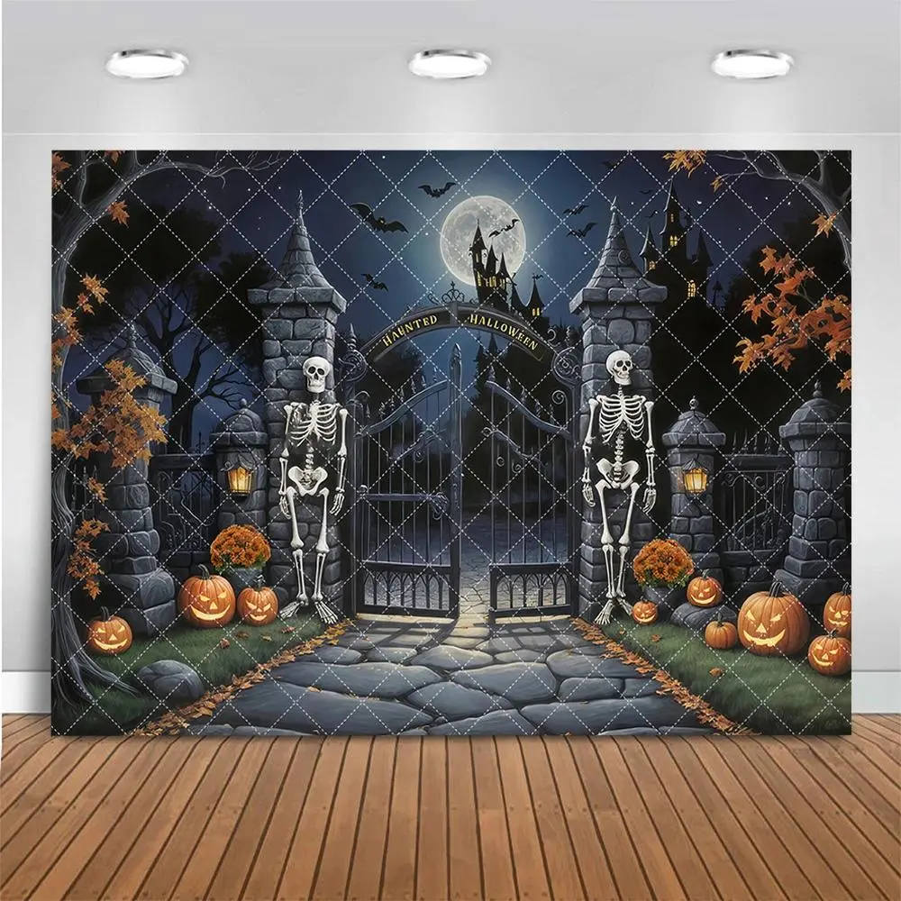 Halloween Backdrop Wrinkle-Resistant HD Print, Lightweight Polyester Photo Background for Party Decor, Photo Booth, Cake Smash & Room Accessories with Hanging Kit