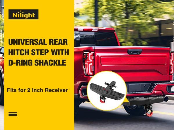 Nilight Hitch Step 2 Inch Receiver Universal Trailer Hitch Step Armor with Anti-Theft D-Ring Shackle Hitch Lock Stabilizer Anti-Slip Design Rear Bumper Guard for Pickups Trucks Vans SUVs ATVs Vehicle Accessories, Truck Accessories, Universal Automotive Ac