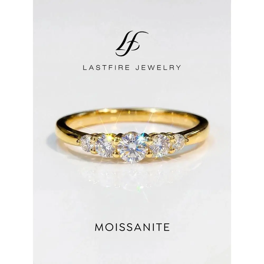 0.1CT Real Classic Five Moissanite Diamond Wedding Engagement Rings for Women Original 925 Sterling Silver Fine Jewelry