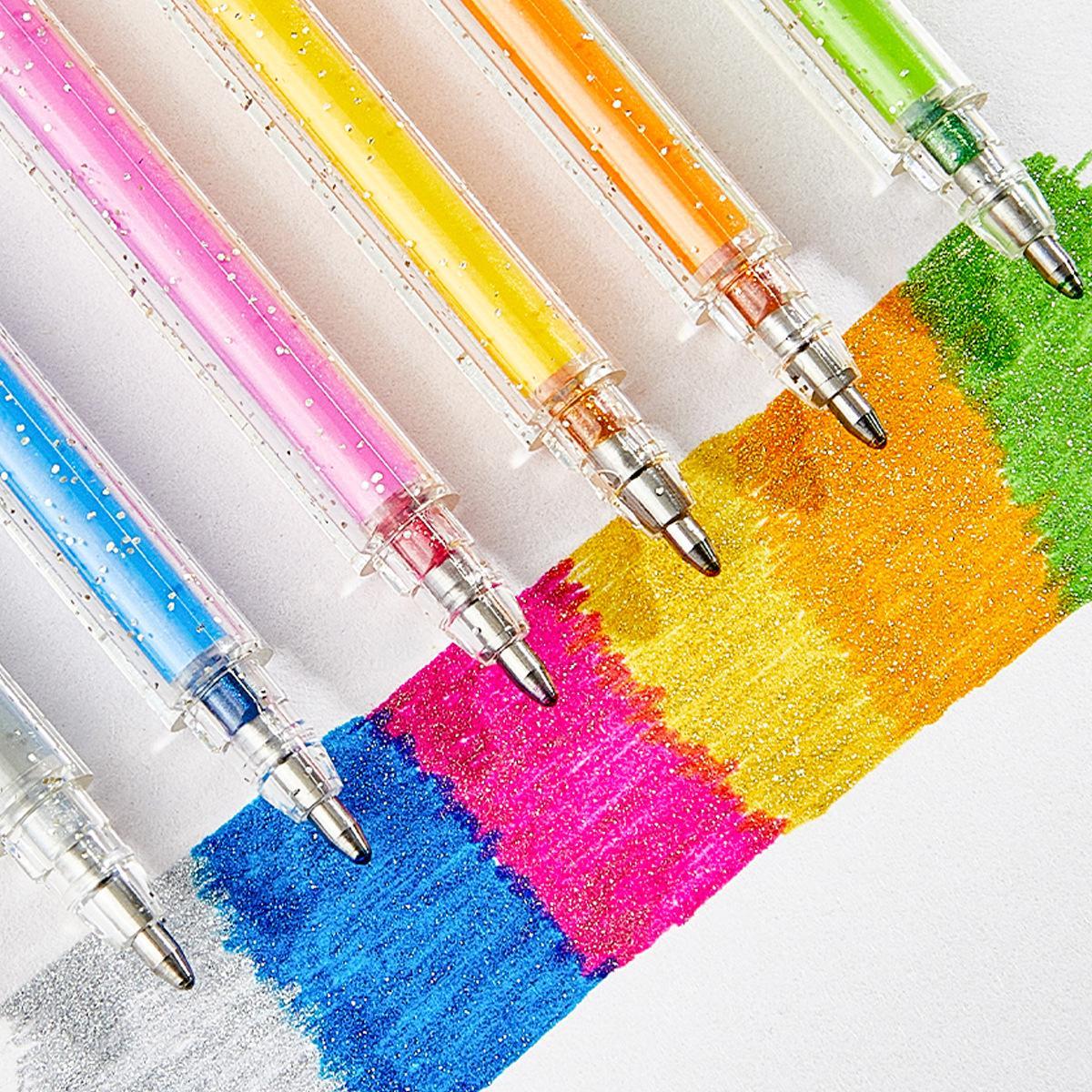 Glitter Gel Pen Set, 1.0mm Colorful Glitter Pen, Metallic Sparkle Pen, Colored Gel Pen for Handwriting Set, Notes and Markings, Students School Office Stationery