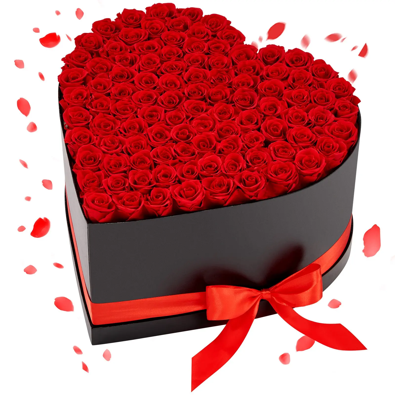 【DealsForYouDays】VEVOR 100 Roses Flower Bouquet, Heart-Shape Box with Cardboard Base, 3-Yr Long-Lasting Decorative Light-Enhanced Gift for Wife, Home Decor
