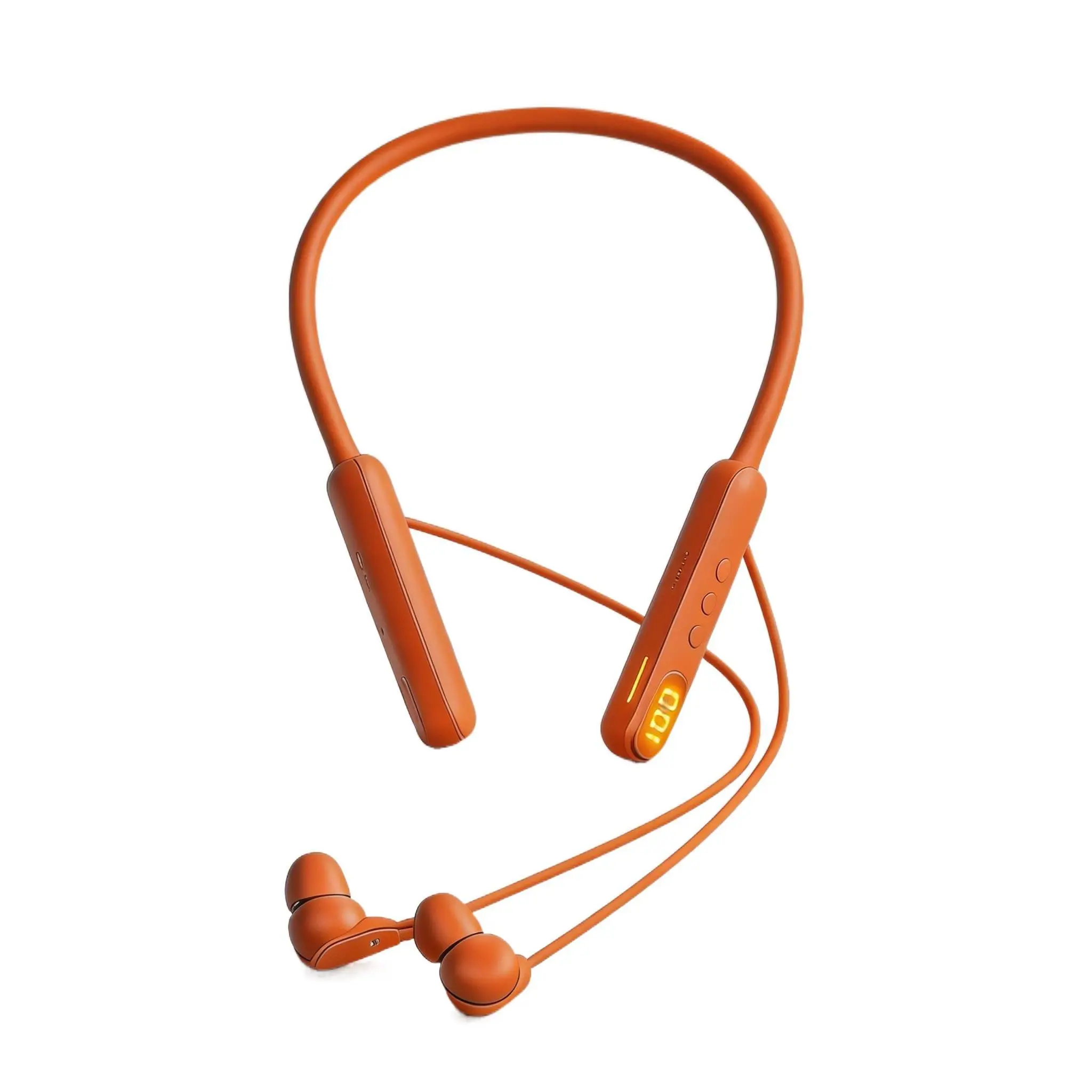 Durable Silicone Wireless Neckband In-Ear Headset Earbuds - Bluetooth 5.3, Tactile Controls, Type-C Fast Charging, Lightweight Fit, Stable Connection, for Running, Gym,fitness,Intelligent