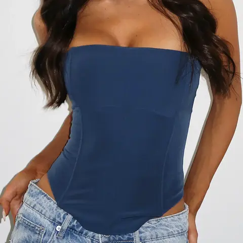 Women's Plain Lace Up Backless Solid Corset Tube Top, Fashion Casual Sleeveless High Low Hem Strapless Top for Daily Outdoor Wear, Ladies Clothes for All Seasons #GLOBAL PICKS