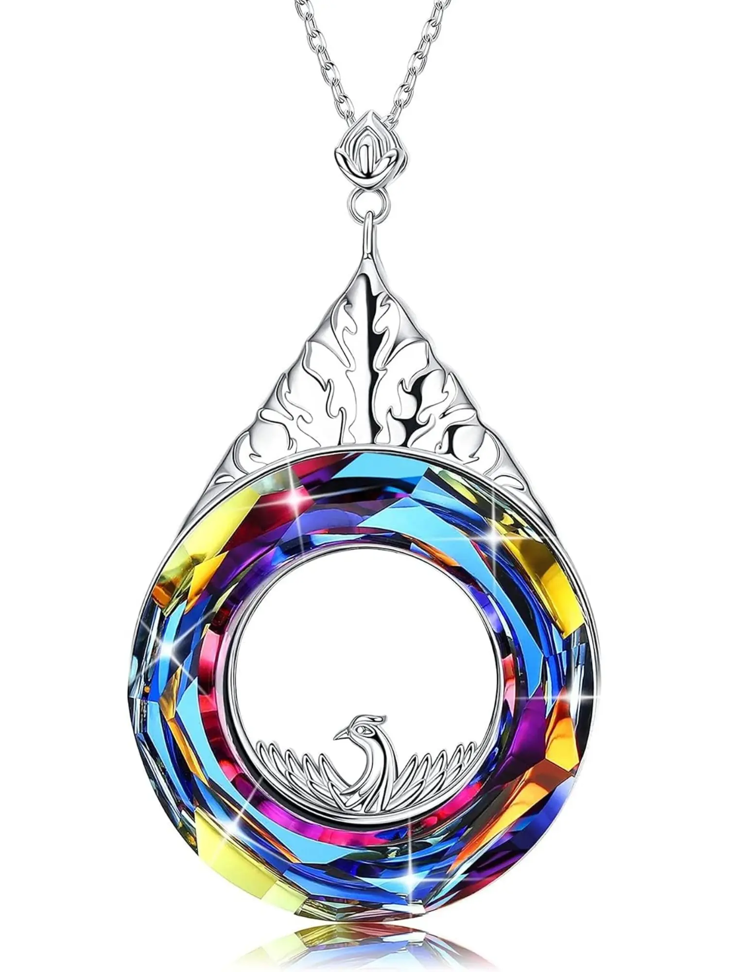 Austrian Crystal Phoenix Pendant Necklace for Women, Elegant Nirvana Phoenix Charm Dainty Jewelry Gift for Wife Her