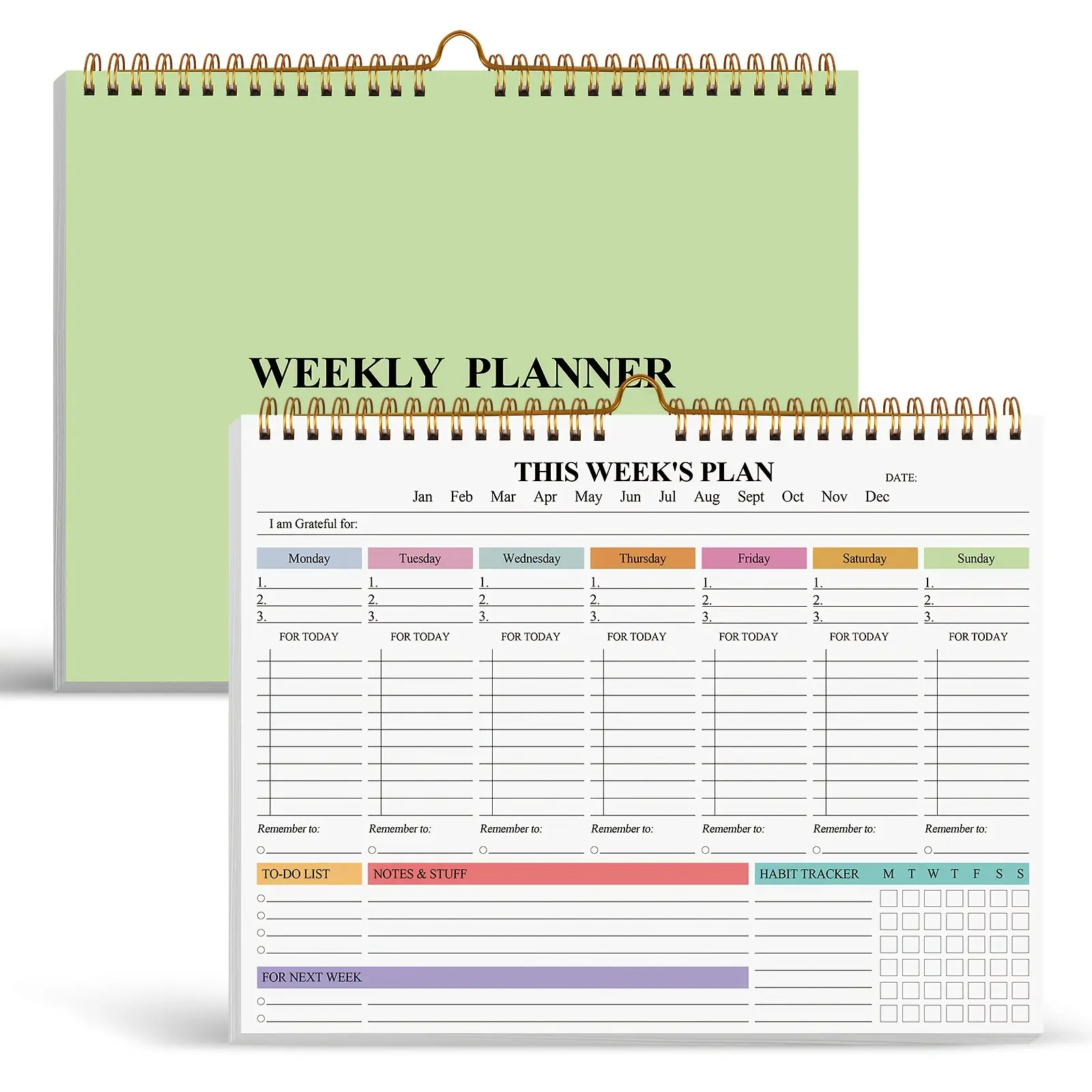 Weekly To Do List Notepad, Weekly Planner Pad with 52 Tear Off Sheets,  8.5 x 11 Inches Desk Planner for Work, Desk Weekly Planner for Women & Man (Green)