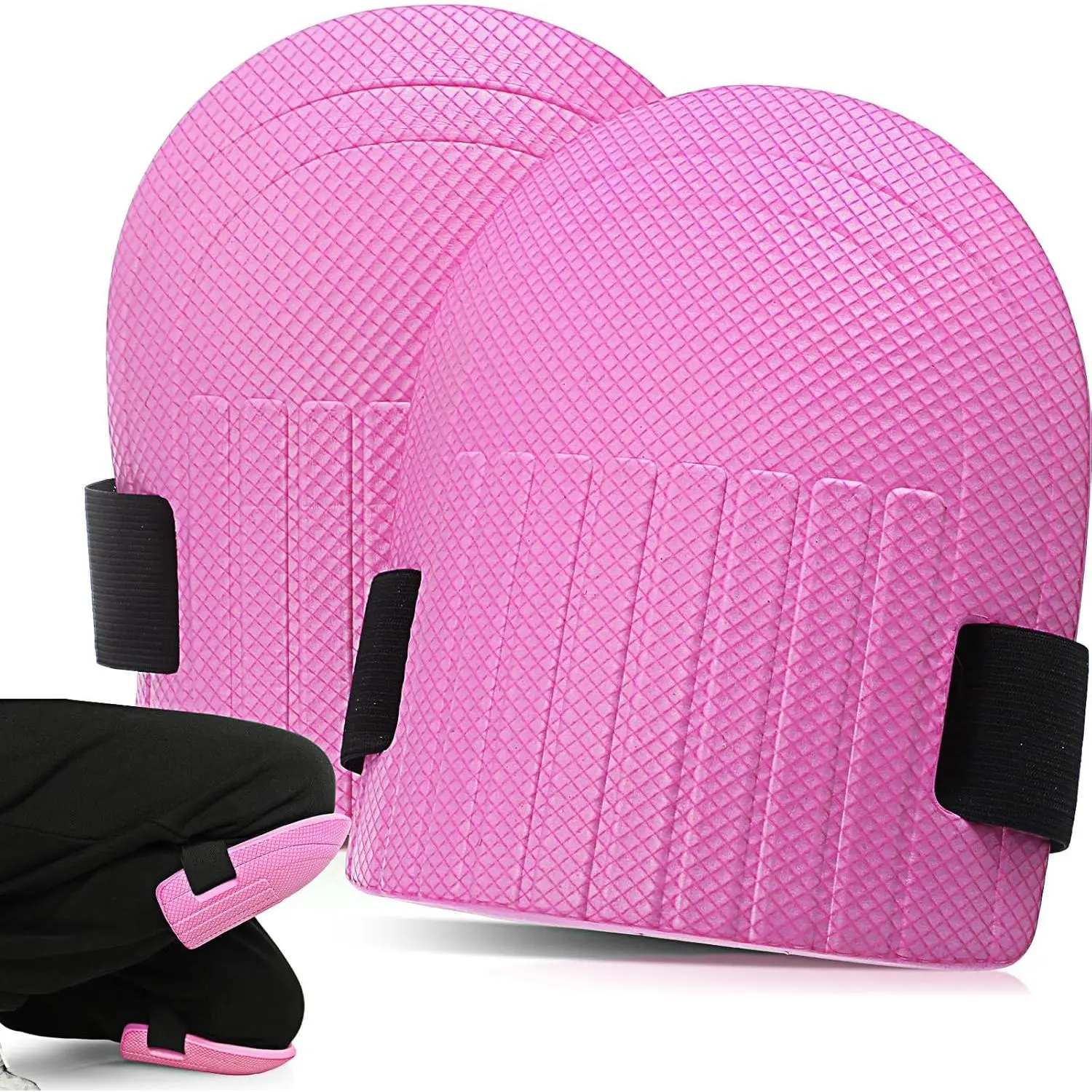 WinnerWhy Sturdy Gardening Knee Pads for Mothers - 0.51 In EVA Foam, 2.12 oz Lightweight, Waterproof, Color Design, Adjustable Hook'n'Loop Straps for Painting, Cleaning Floors (Pink)