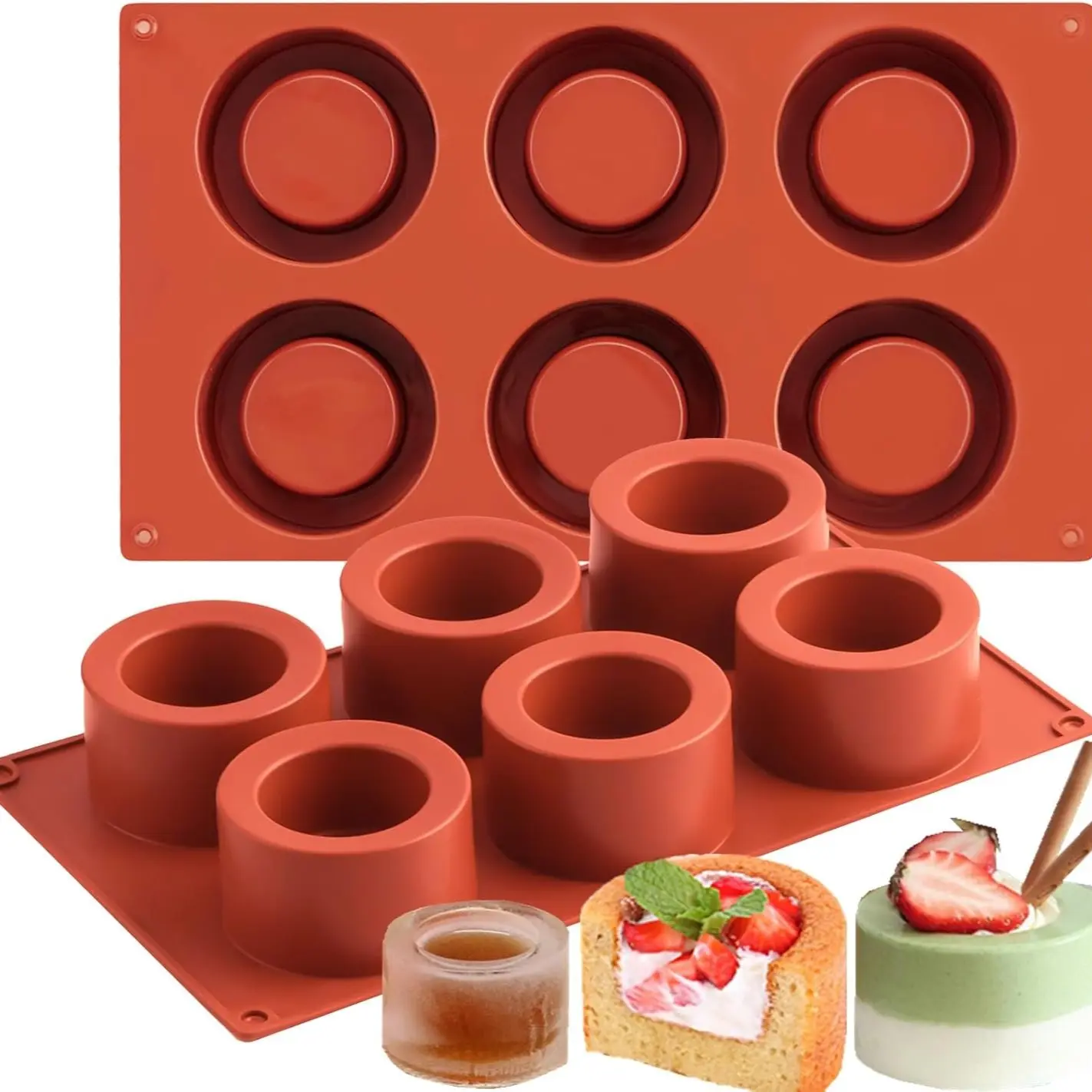 2 Piece Chocolate Candy Molds Silicone Round Mold, Baking Pancakes Cakes Desserts Cookies Food Bowls Frozen Glass Ice Molds Silicone Molds For Chocolate