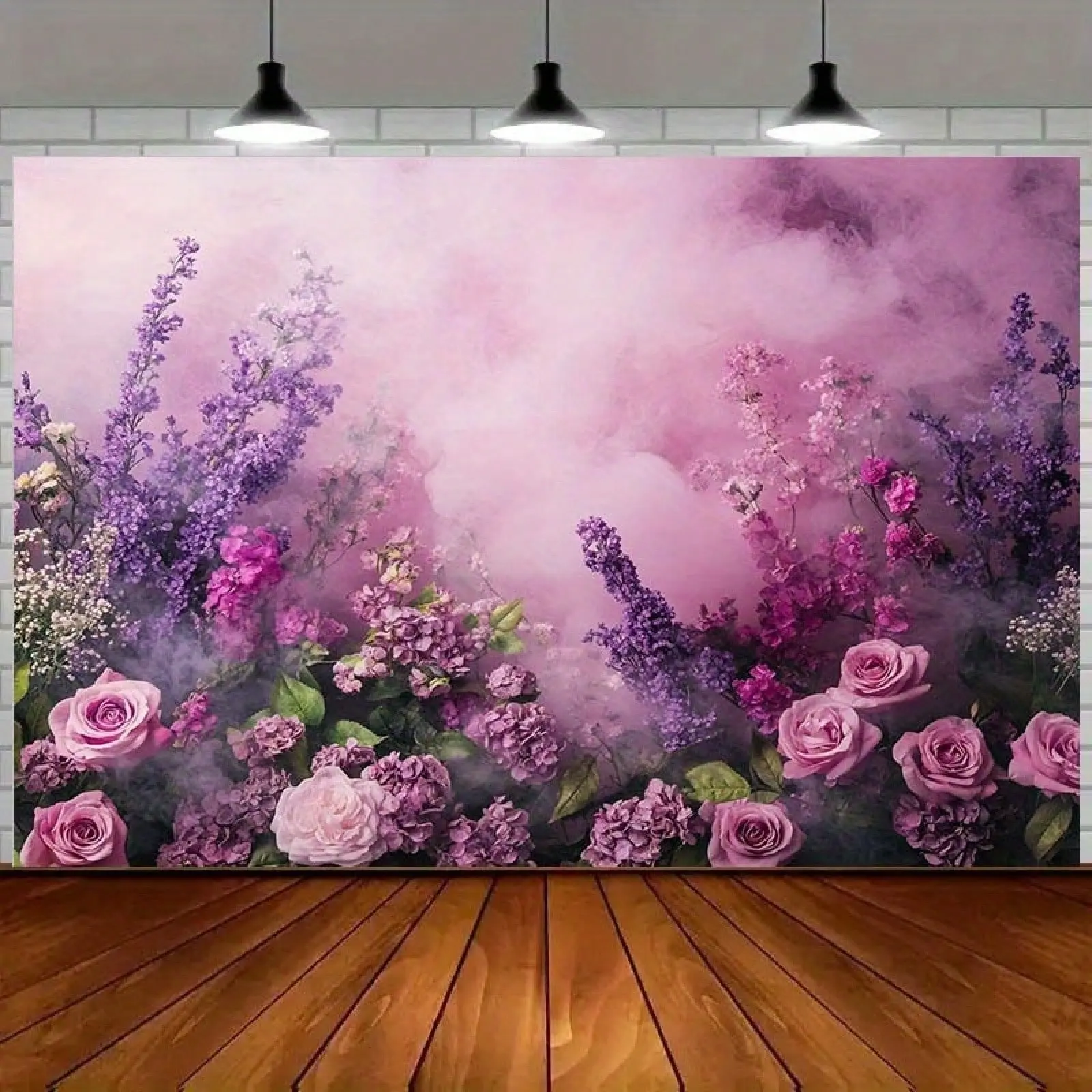 Romantic Garden Rose Flower Backdrop Banner, Lightweight Polyester Floral Print Home Decor Tapestry, Photo Booth Prop Gift for Wedding Birthday Events, Indoor-Outdoor Wall Hanging Studio Display