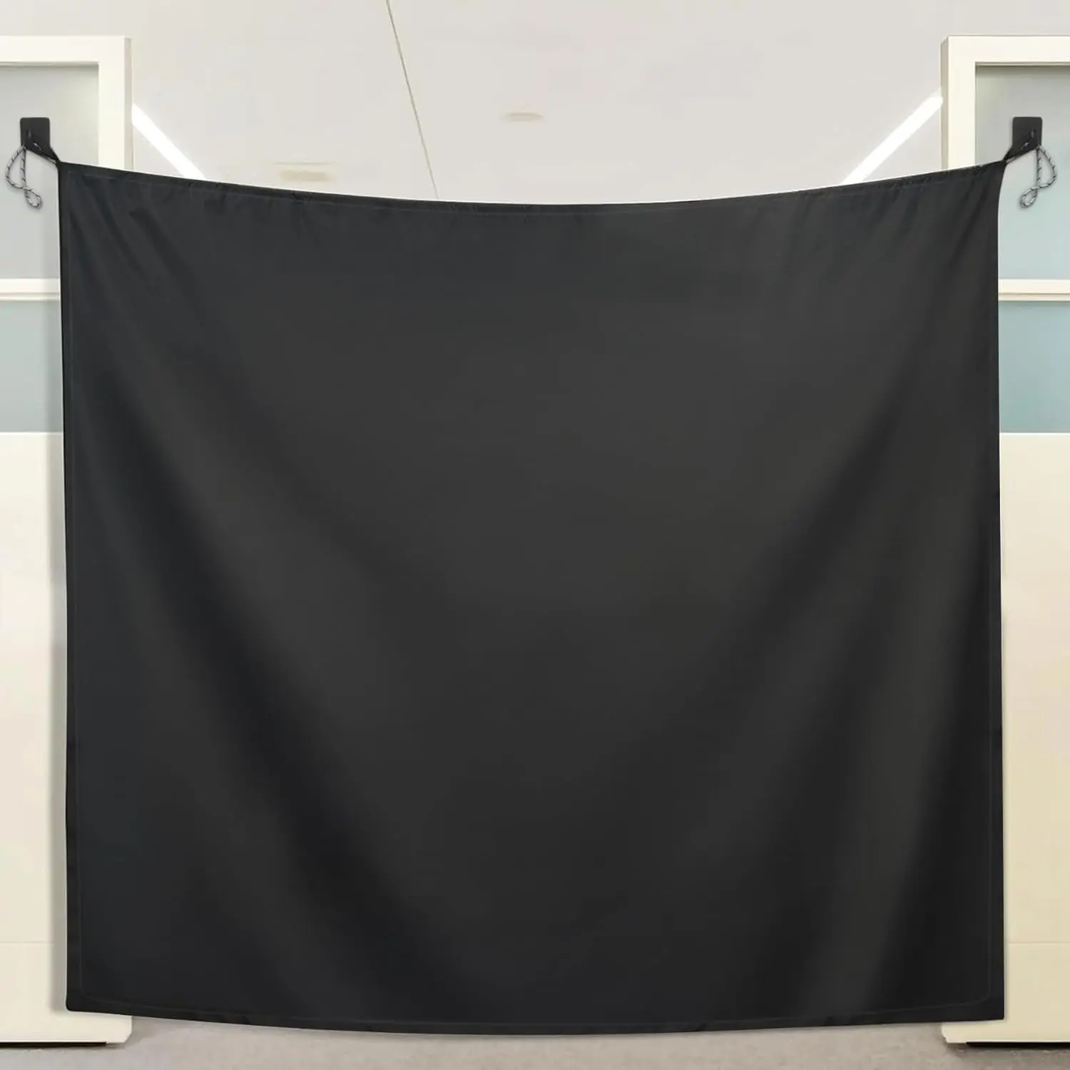 78 X 53 Inch Cubicle Curtain for Office Blackout Privacy Curtains for Room Divider with Self Adhesive Hook Privacy Door Partition Black