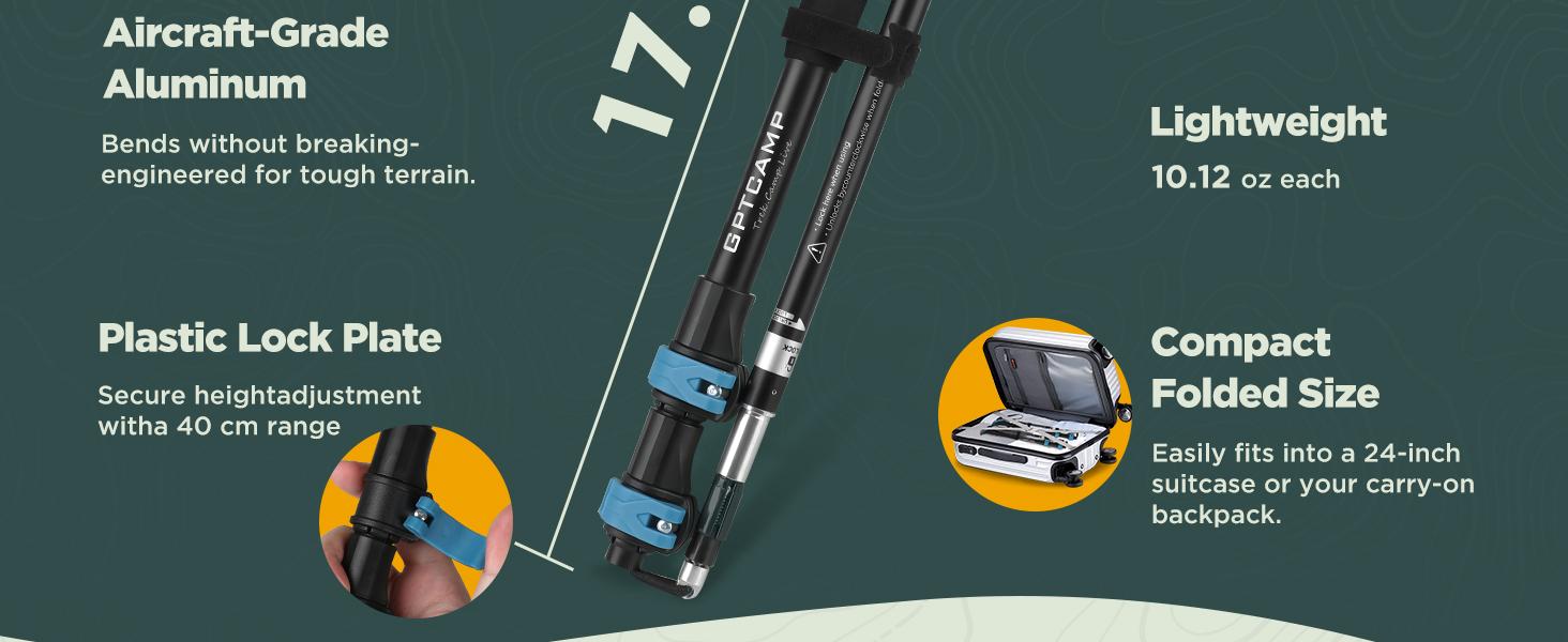 Hiking Stick,1PC Trekking Pole Collapsible Hiking Pole,Lightweight Folding Adjustable Travel Walking Stick with EVA Foam Grip for Men Women