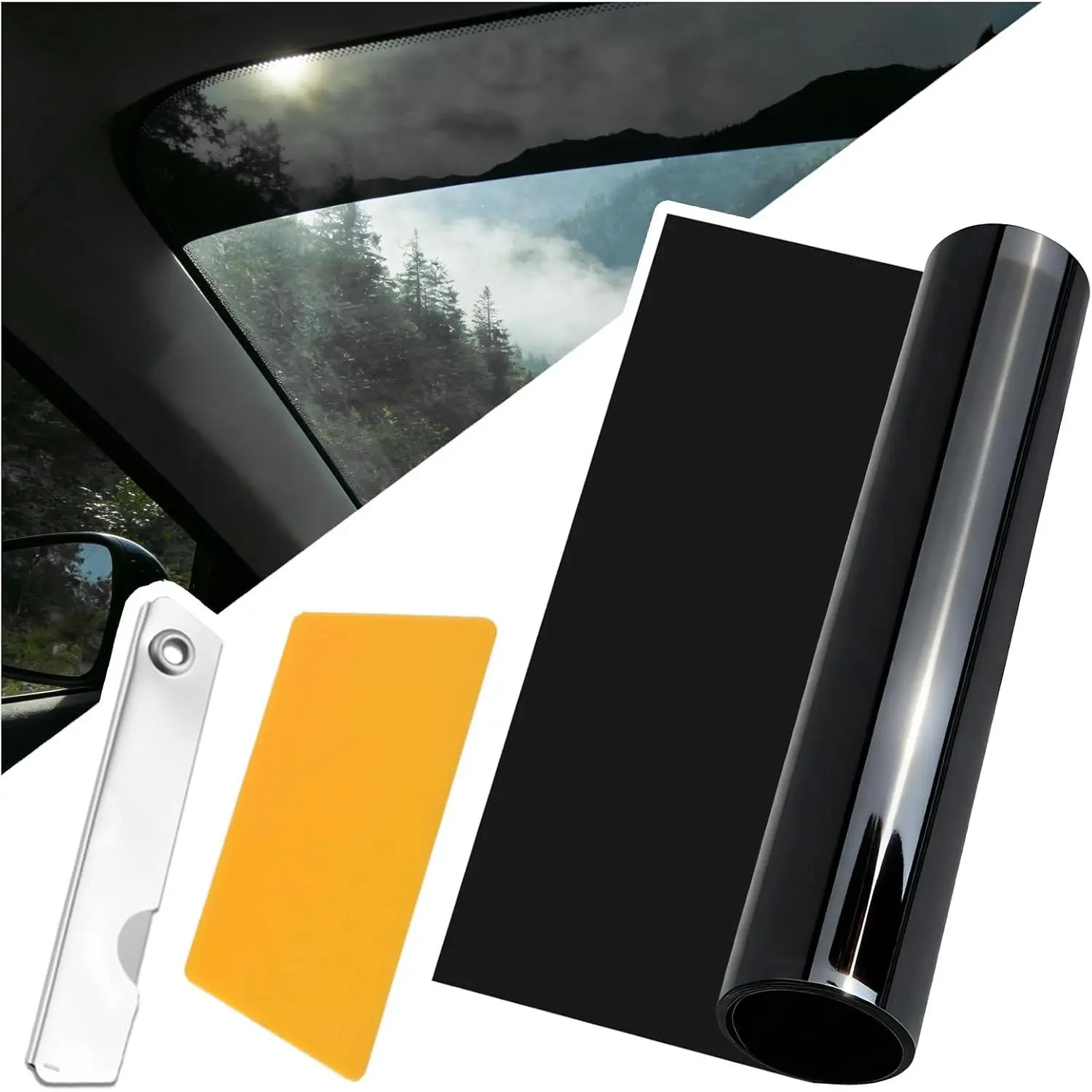 59"x7.87"  Windshield Tint Strip Kit,5% VLT  Window Tint Film for Reducing Glare with Scraper & ,Professional  Tints for Window & Windshield  Accessories (7.87" W*59" L)